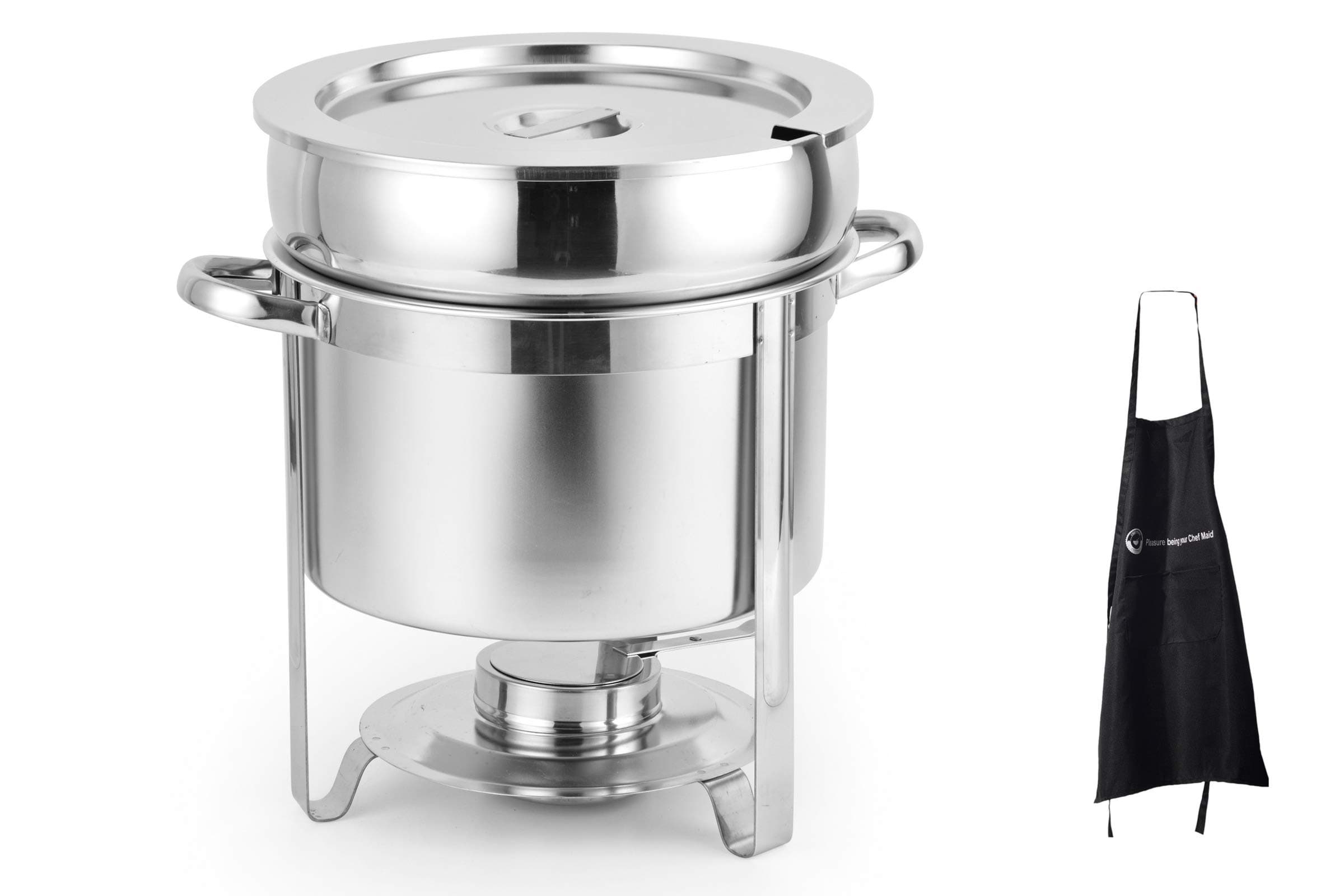 11 Qt Deluxe Marmite Soup Chafer Stainless Steel with Chrome Accents with 1 Apron