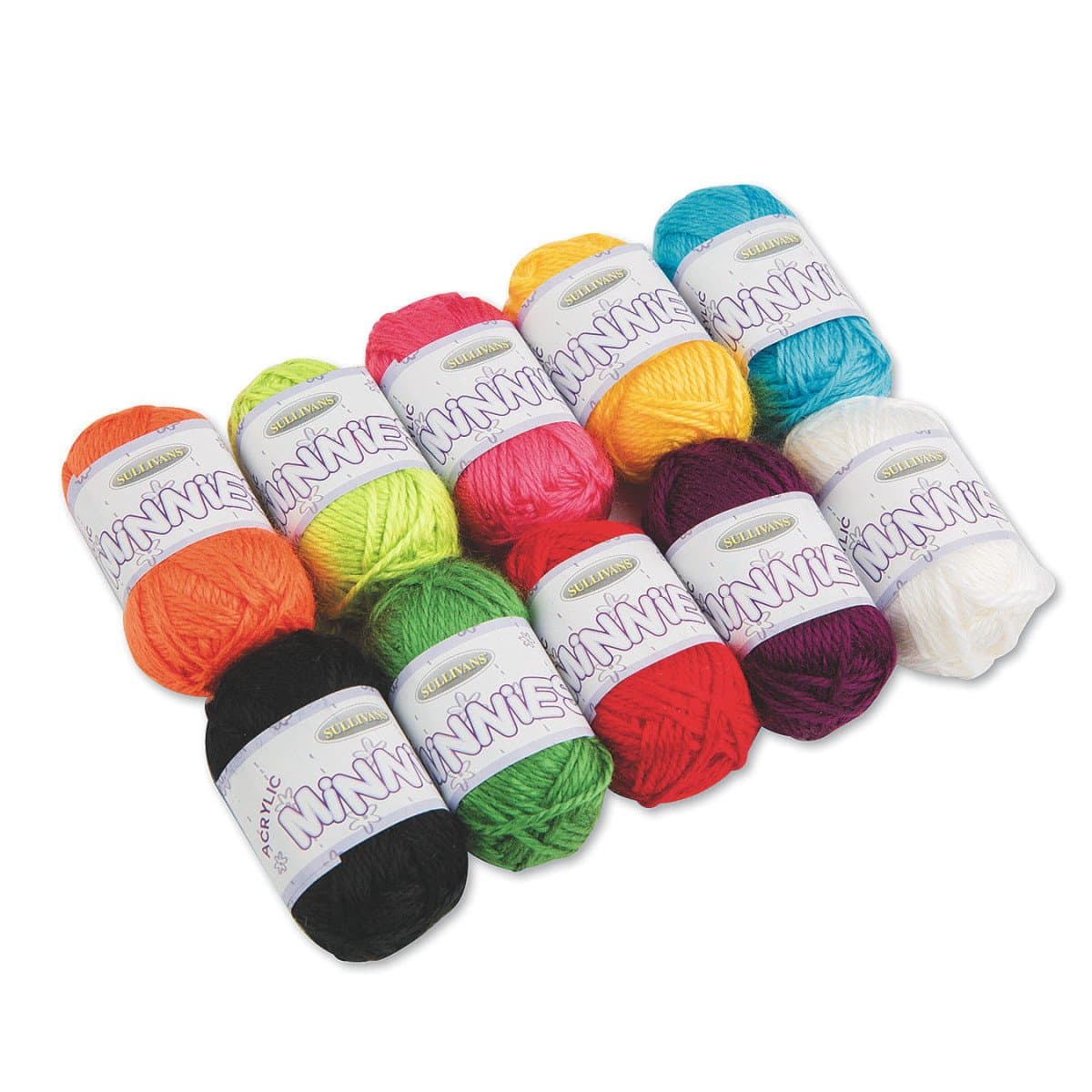 Sullivans NOM062083 Minnies Yarn Assortment 10 Grams Each, 10 Per Pack., Acrylic