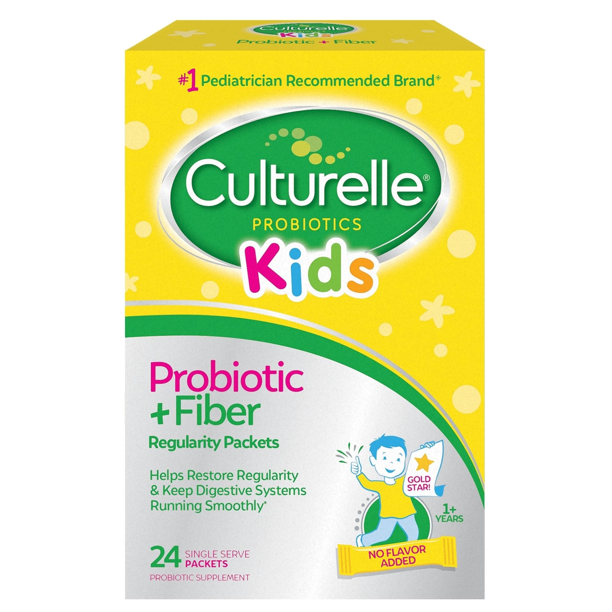 Kids Probiotic + Fiber Packets (Ages 3+) - 24 Count - Digestive Health & Immune Support - Helps Restore Regularity (Packaging may vary)