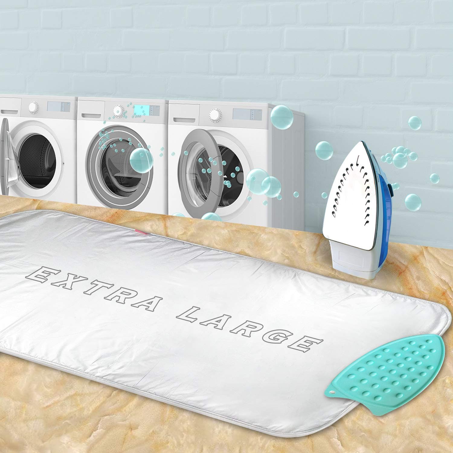 YQMAJIM Ironing Mat,Extra Large Thickened (47.25 x 21.55 inch) Ironing Blanket Portable Ironing Pad, Double-Side Using Heat Resistant Pad Table Top Countertop,Perfect Replacement for Ironing Board