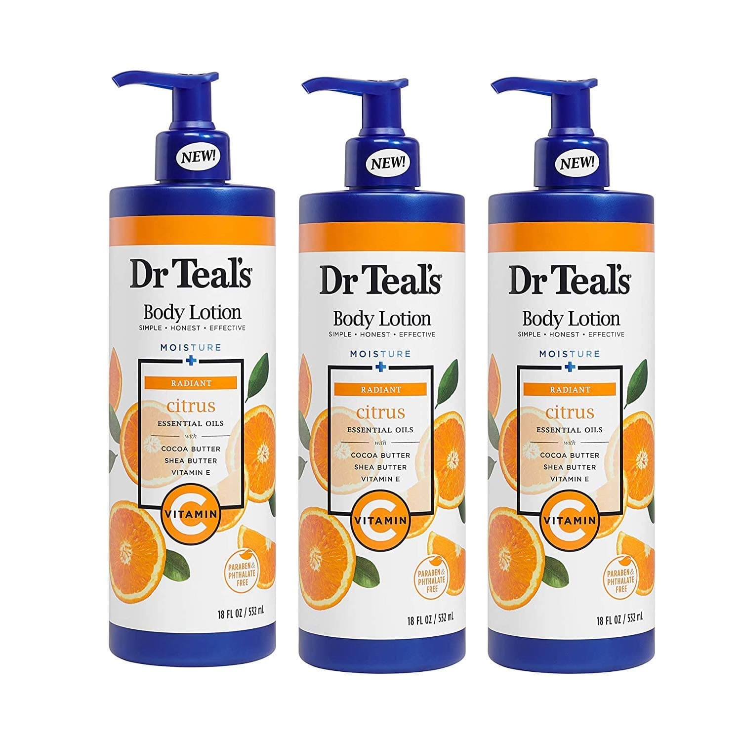 Vitamin C & Citrus Body Lotion Gift Set (3 Pack, 18oz Ea.) - Glow & Radiance Formula - Essential Oils Blended with Pure Epsom Salt Nourish Skin & Helps Relieve the Mind of Stress