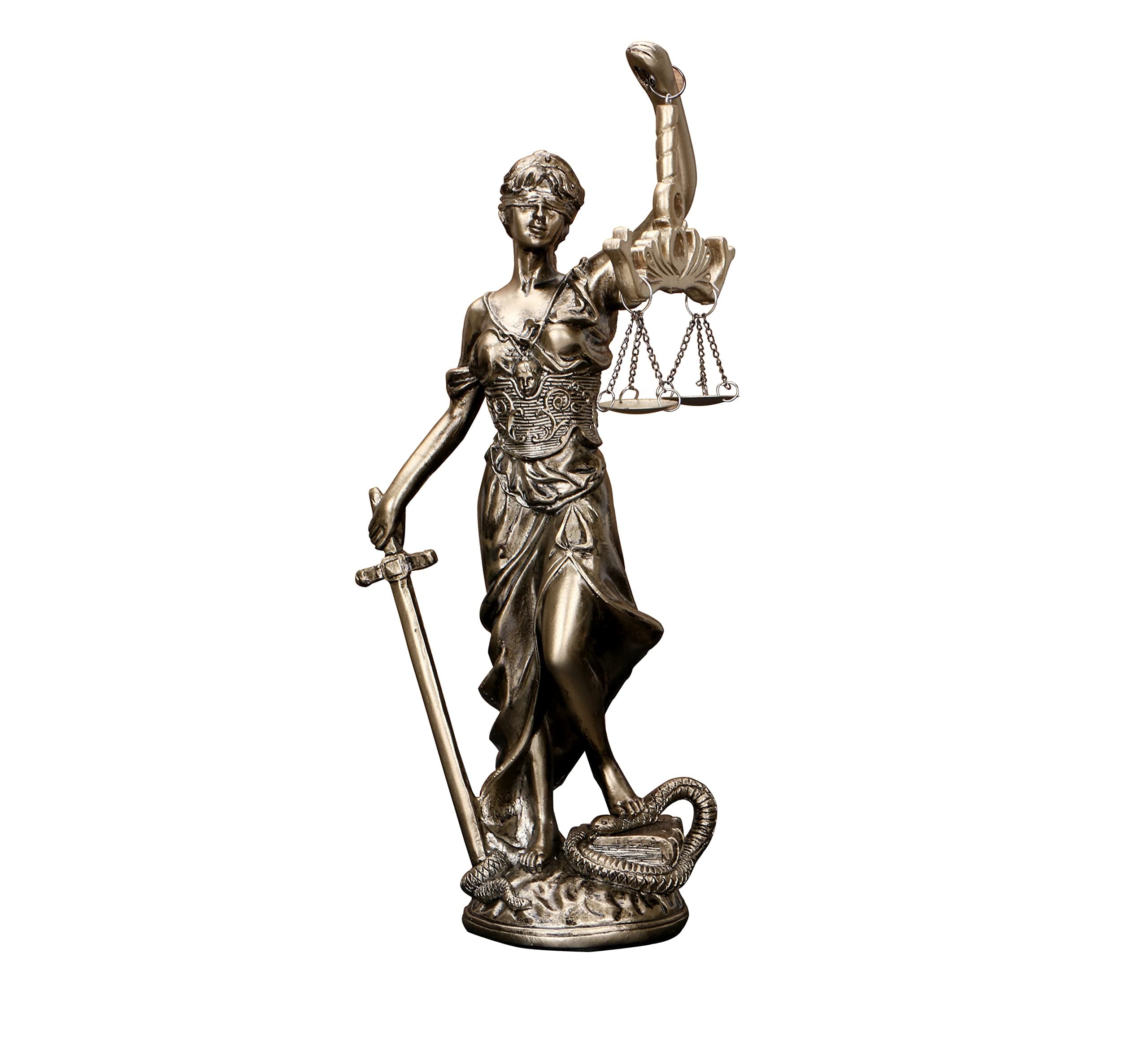 12 in Lady of Justice Statue Lady Justice Law Statue Blind Goddess of Justice Sculpture for Decor Office Bookshelf Desk
