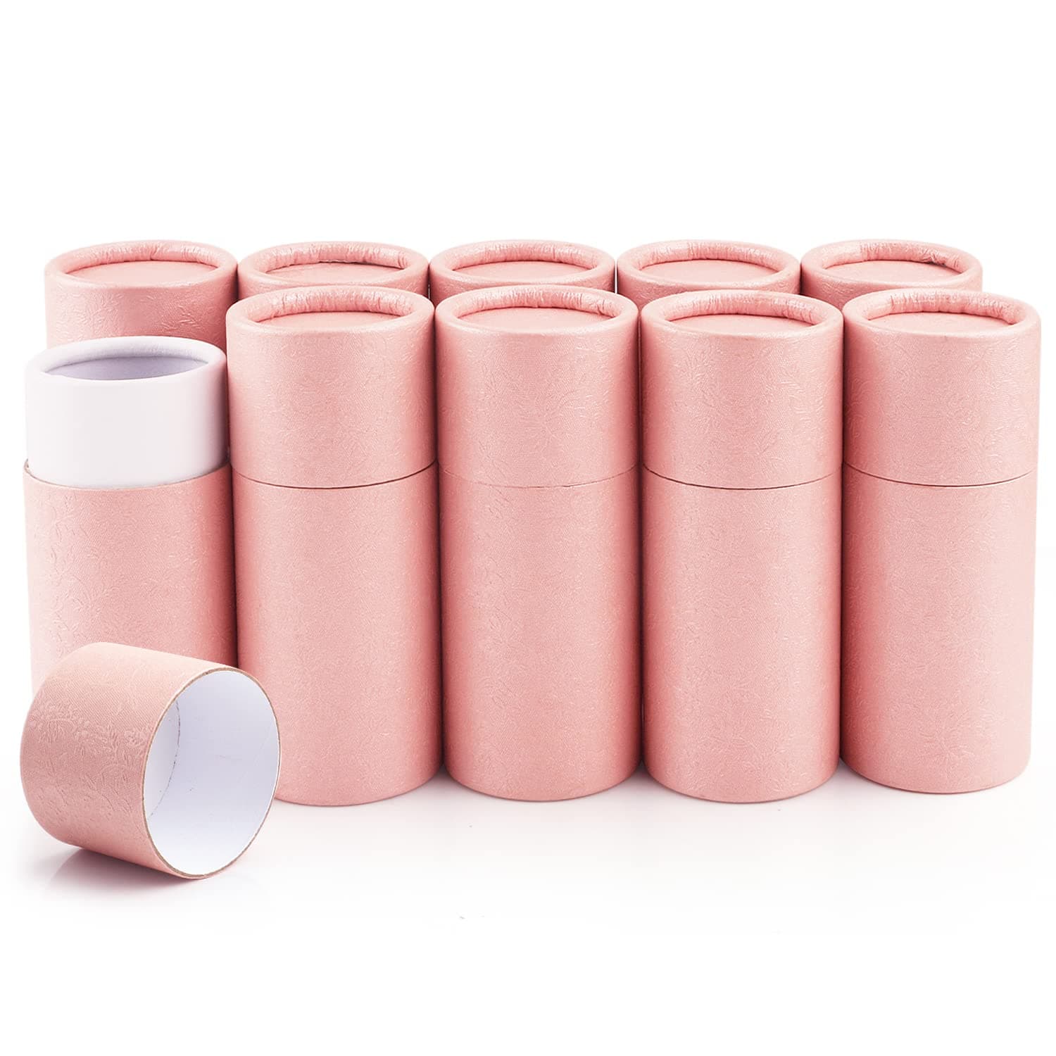 10Pcs 1.7 Oz/50ml Pink Kraft Paperboard Tubes,Empty Round Kraft Paper Cardboard Gift Packaging Tube Container for Essential Oil Bottle,Paper Tube,Pencil,Tea Coffee,Jewelry,Craft Project-Not Push Up