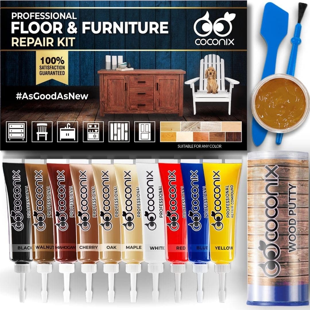 Floor & Furniture Repair Kit | Fix Scratches, Scuffs, and Dents on Hardwood Floors, Furniture, and Laminate Surfaces | Easy Application with Kneadable Putty