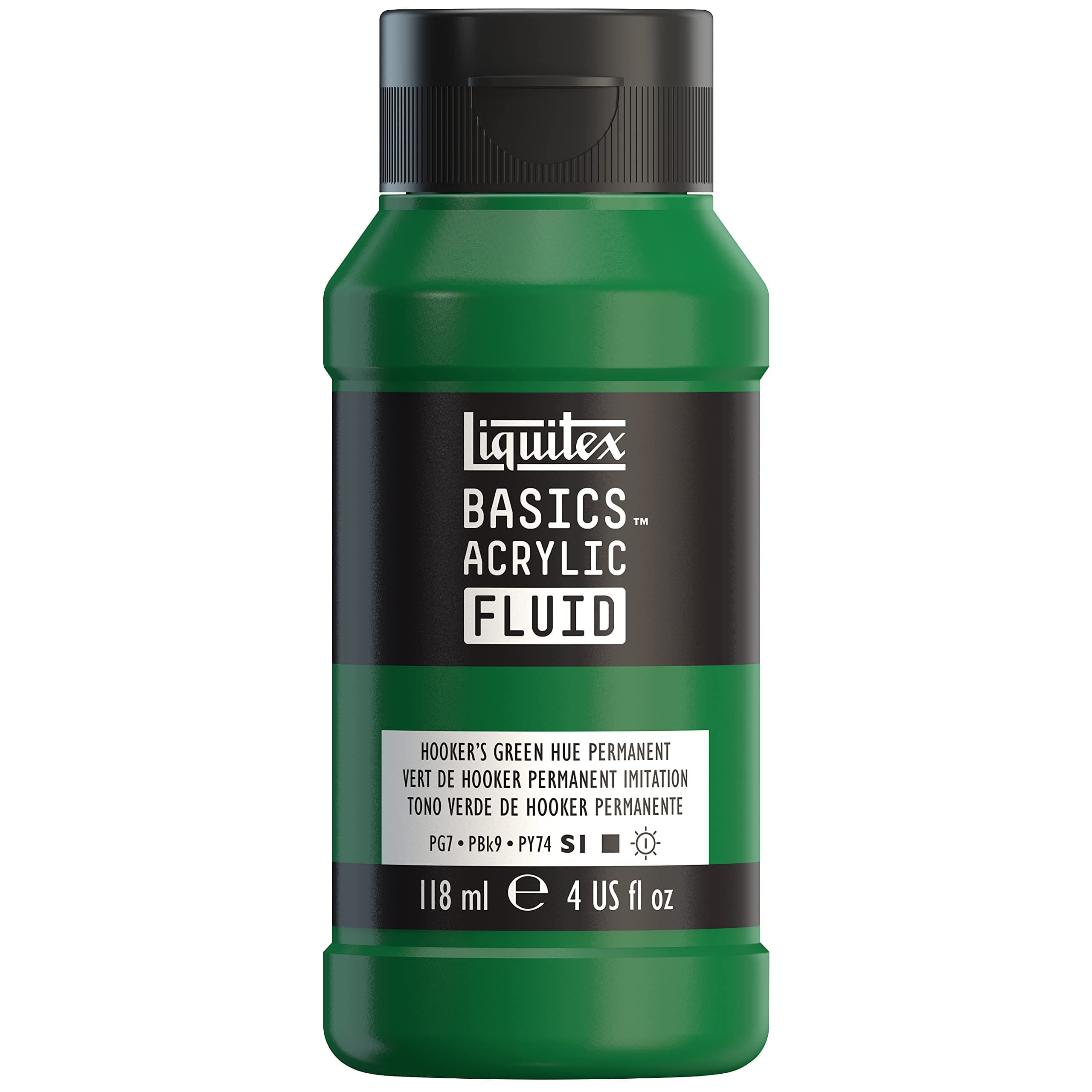 Liquitex Basics Acrylic Fluid Paint,118ml Bottle (Hookers Green Permanent Hue)