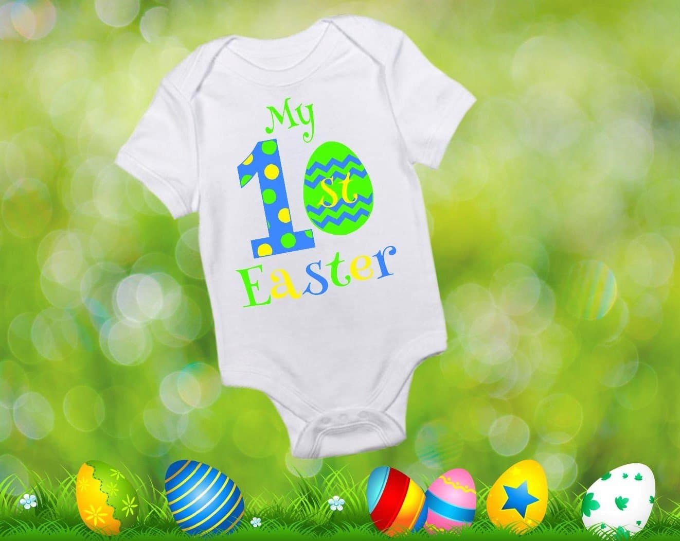 My 1st Easter Baby Bodysuit- Short Sleeve- Boy Easter Bodysuit