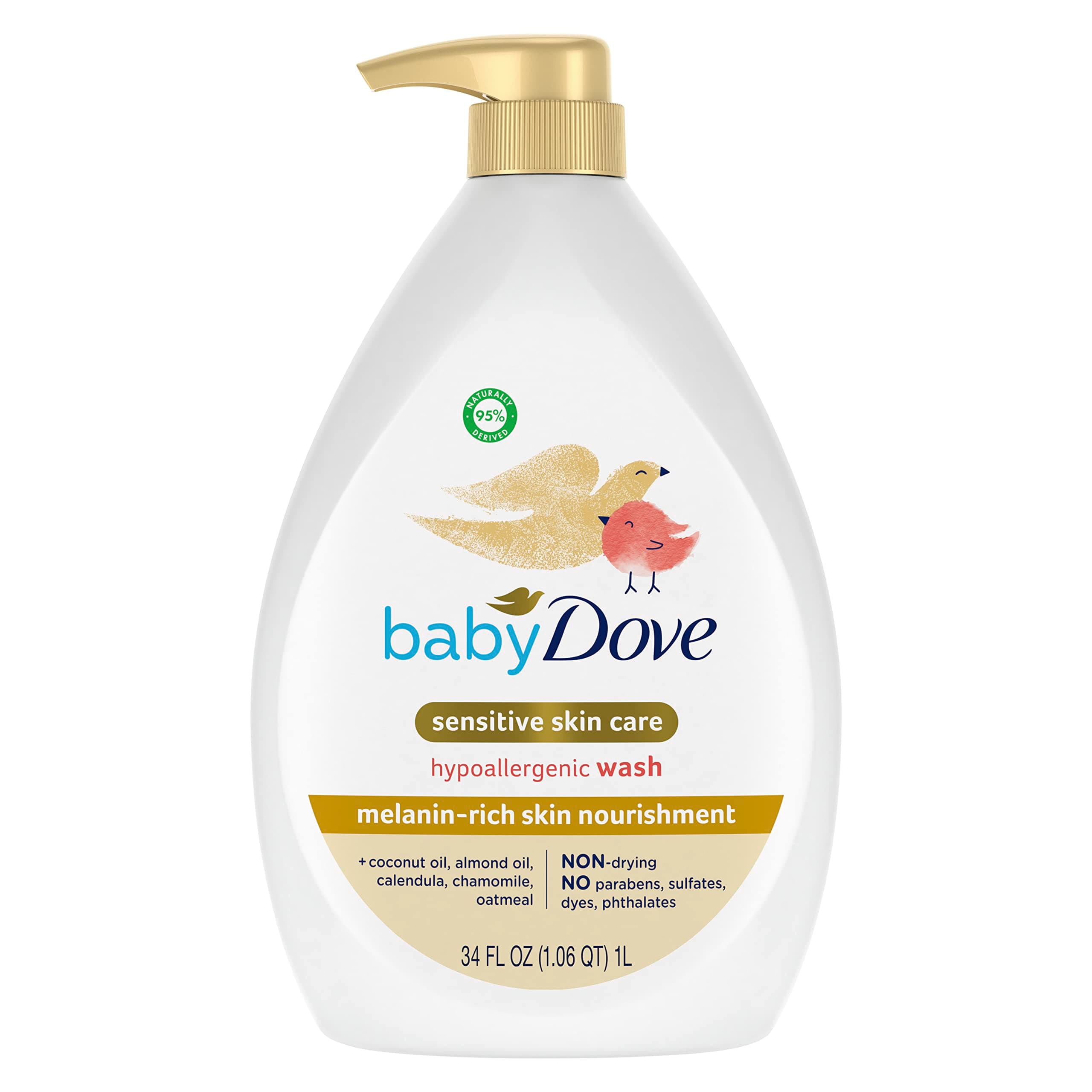 Sensitive Baby Wash Melanin-rich Skin Nourishment For Baby Bath Time Tear-Free and Hypoallergenic 34 oz