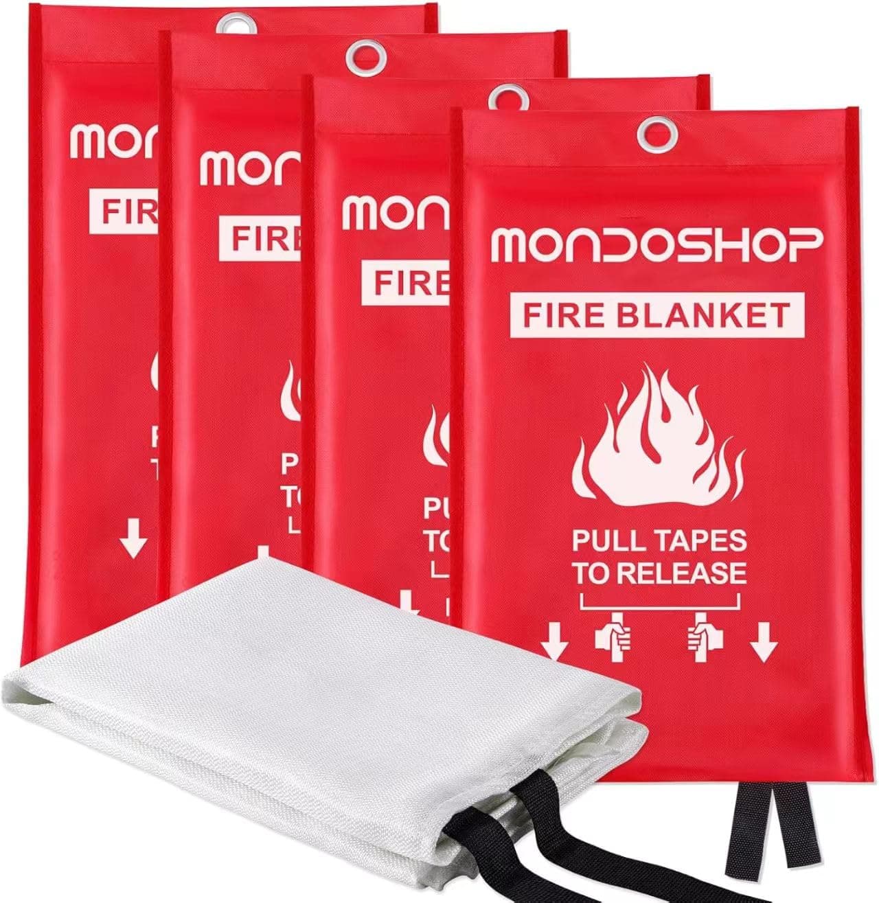 Mondoshop Fire Blanket for Home and Kitchen - Emergency Fire Suppression Blankets Fireproof Blanket Fire Retardant Blankets for Car, Fireplace, Camping, Picnic, Grill