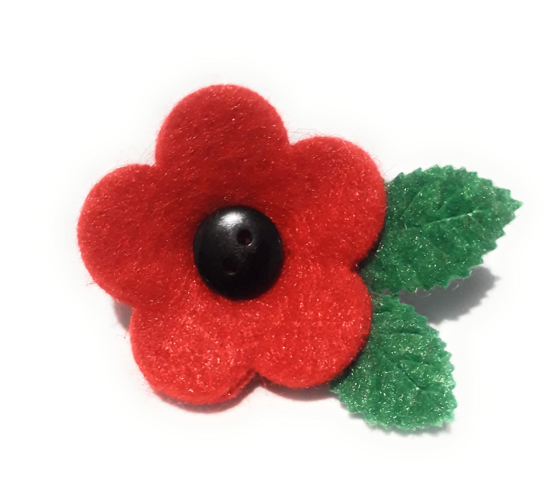 Handmade Red Felt Poppy Brooch Badge Pin with Cute Black Button. Felt Flower Pin. 4 x 3 cm.
