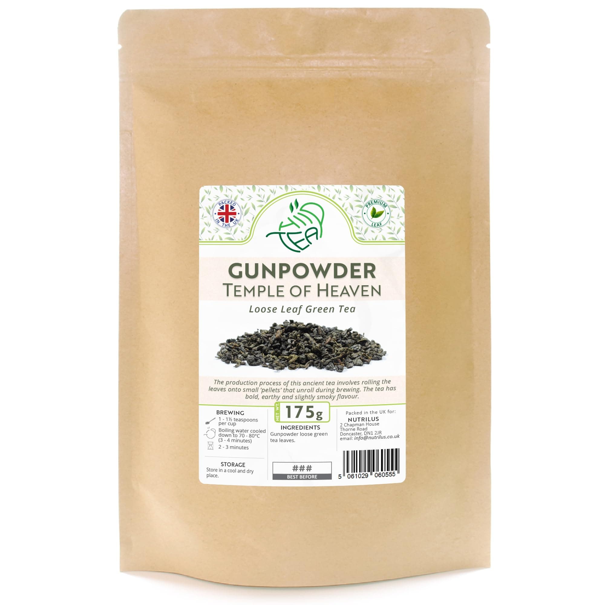 Gunpowder Temple Of Heaven Premium Loose Leaf Green Tea – Chinese Pearl Tea (175g)