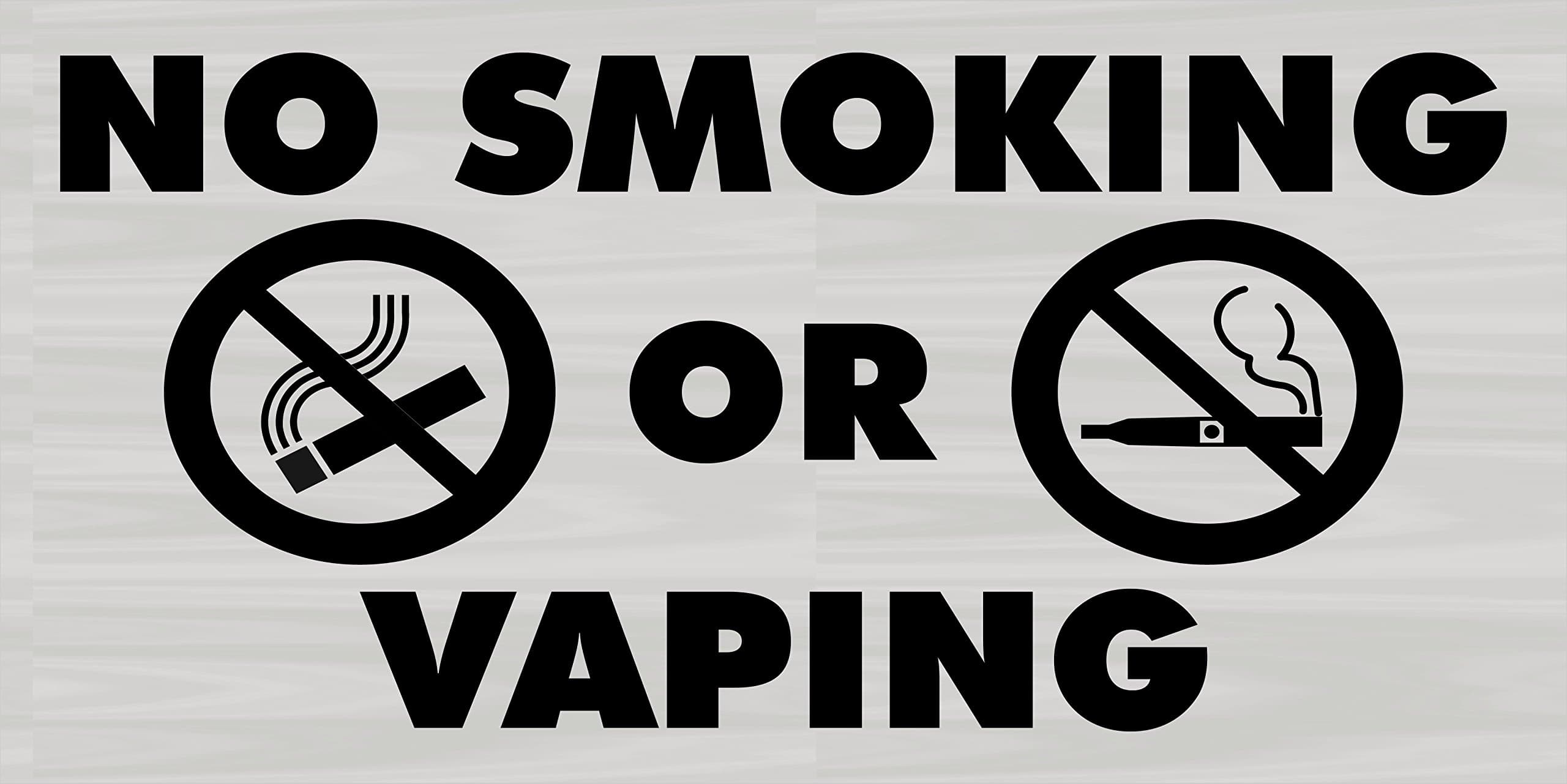 Imprint 360 Premium No Smoking / No Vaping Sign, 6" x 3", Brushed Silver / Black, Laser Engraved Acrylic and UV Stable, For Indoor & Outdoor Use