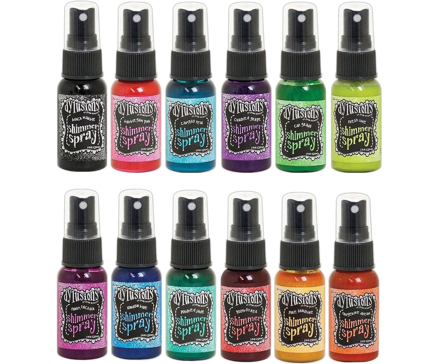 12 Color Shimmer Spray Bundle – Vibrant Pearlescent Ink Sprays for Mixed Media, Journals, Crafts, Scrapbooking, DIY Projects on Paper, Fabric, Wood, and Canvas