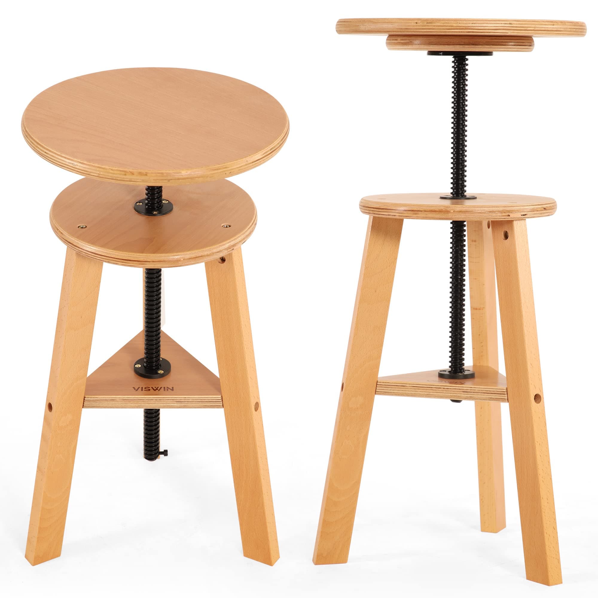 48-65cm Height Adjustable Wooden Stool, Beech Wood Artist Stool for Drawing, Drawing Chair for Artists, Adults, Painting Chair for Art Studio, Office