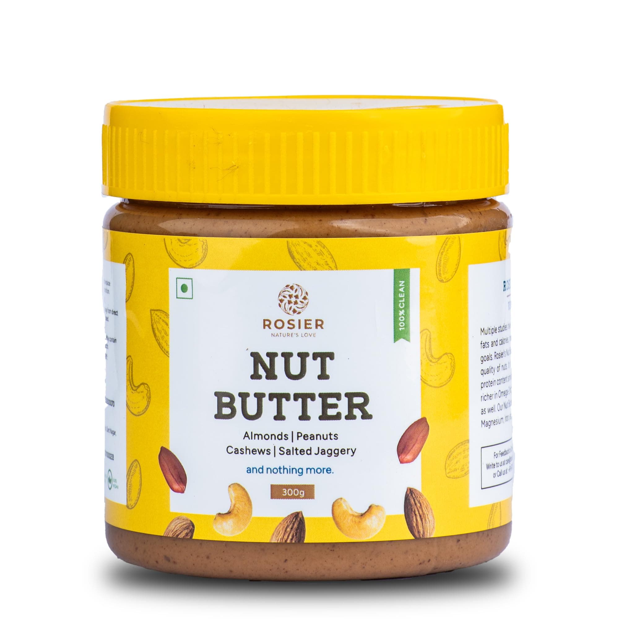 Foods All Natural Nut Butter | Crunchy | No Added Sugar | High Protein Premium Cashew, Almonds and Peanut Butter, 300 gram