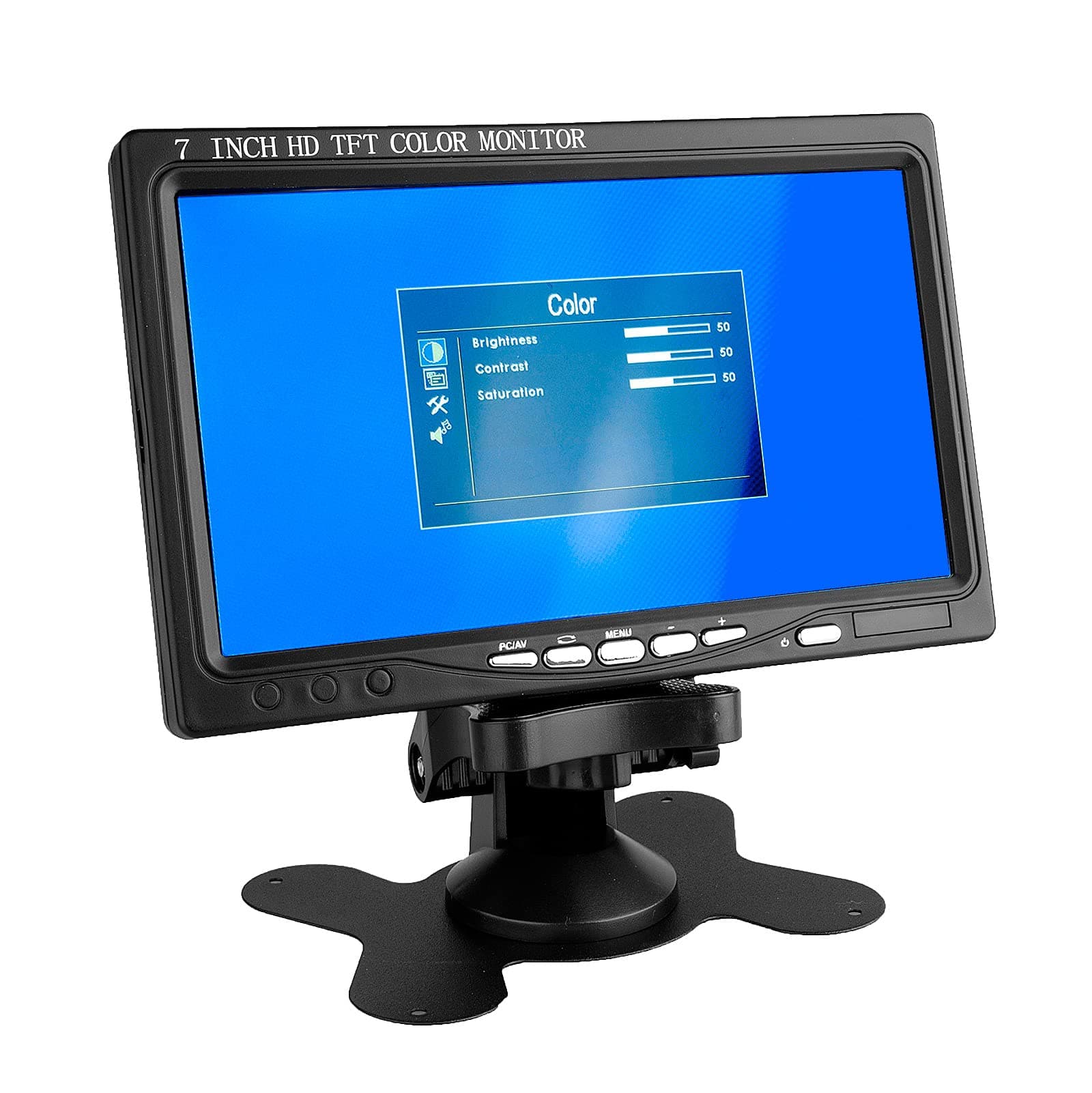 7 Inch LCD Monitor Display IPS Panel 1024x600 Wide Screen, HDMI VGA RCA Video Input, Audio Speaker Built-in, Remote Control and Detachable Desktop Stand