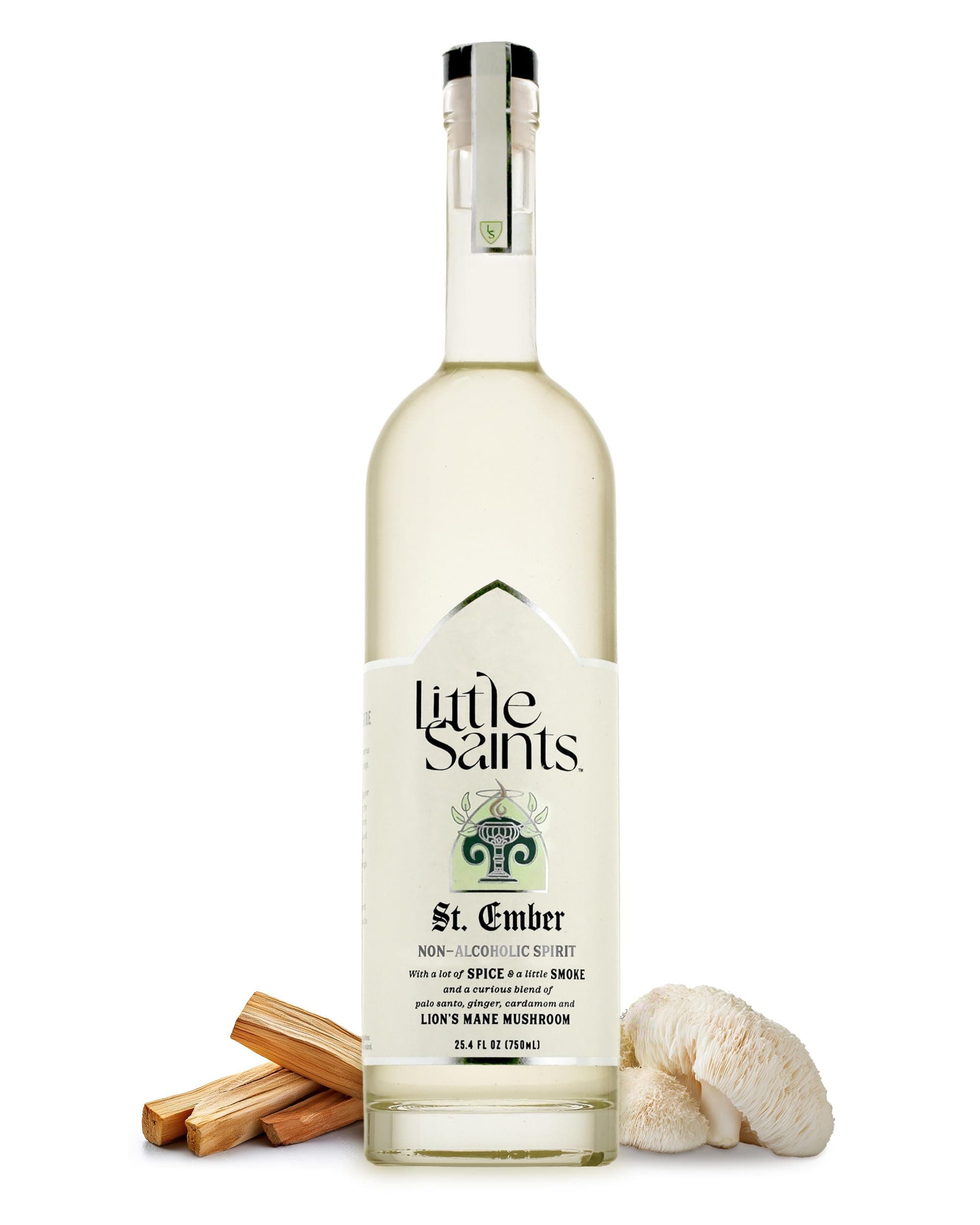 Little Saints St. Ember Non-Alcoholic Mezcal Inspired Spirit | Smoky & Botanical | Crafted with Lion's Mane Mushroom & Adaptogens for Clarity & Focus | Sugar Free | 5 Calories 750ml