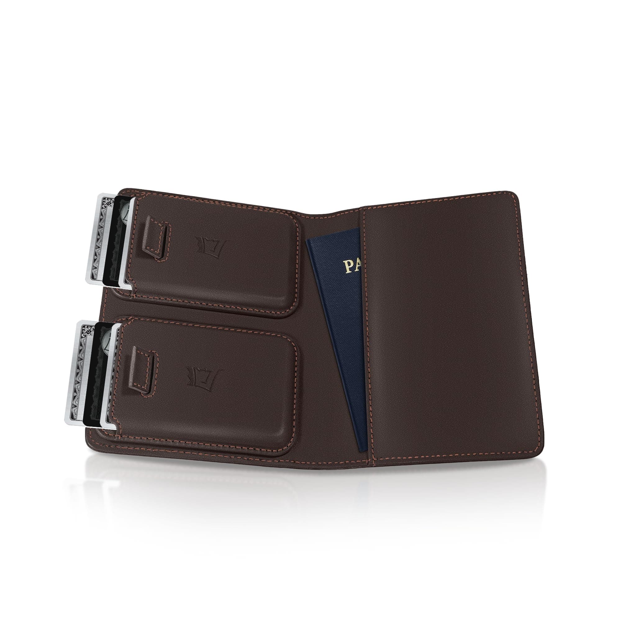 Kings Loot Passport Holder Wallet – RFID Blocking Leather Travel Wallet with Built-in Airtag Holder – Holds 1-6 Cards & Passport – Easy Pull Tab – Slim & Stylish Wallets (Truffle)