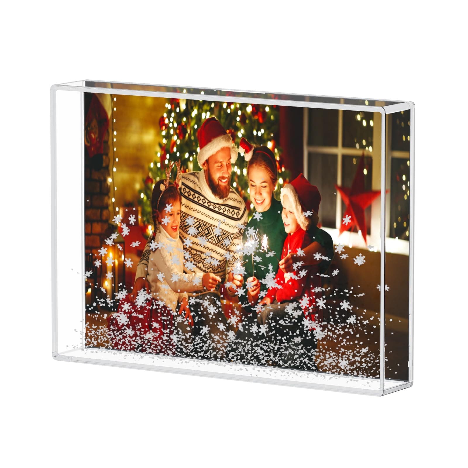 AITEE Glitter Picture Frame 4x6 Christmas Picture Frame Liquid Acrylic Photo Frames Snow Globe Cute Clear Tabletop Display Winter Decorations for Women Girls Couples Family Holiday Home Gifts 2024
