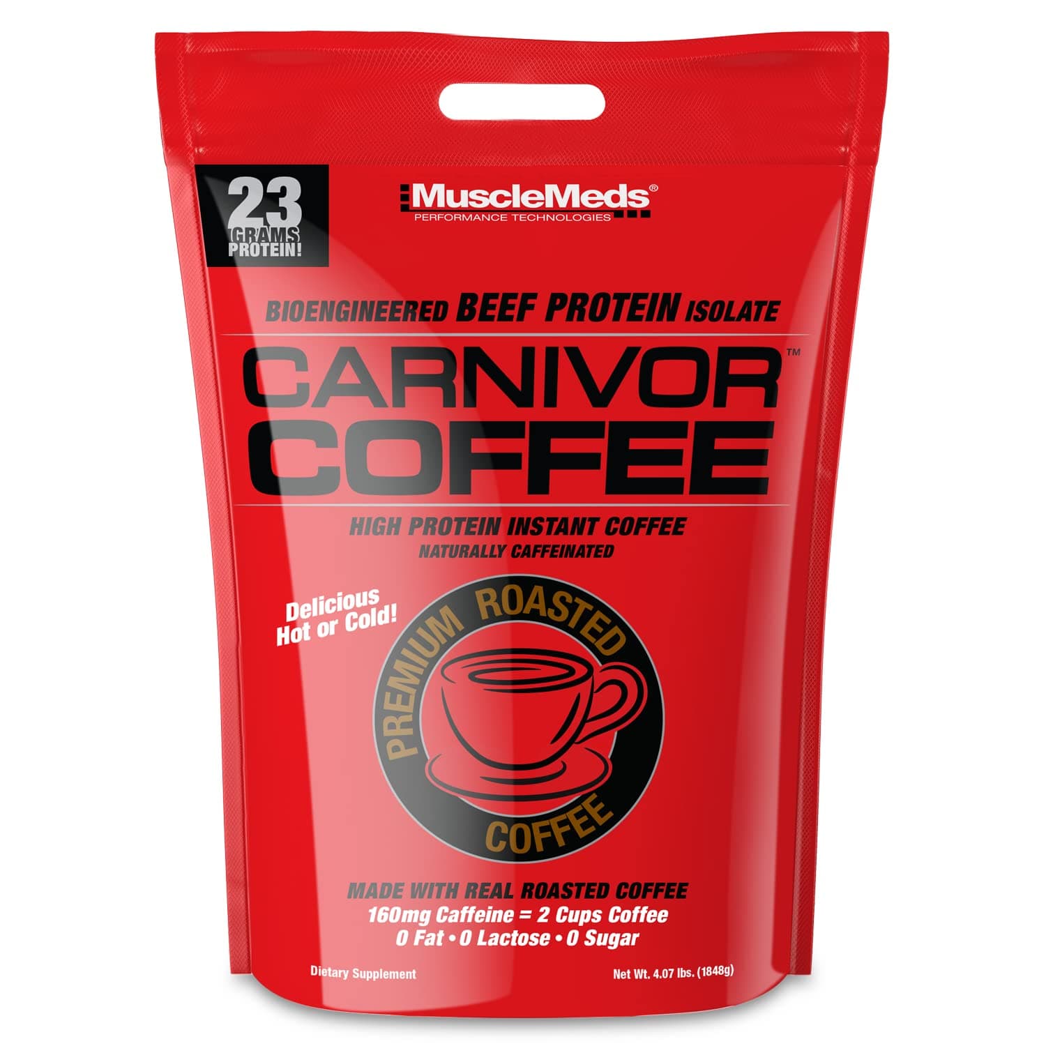 Carnivor High Protein Coffee, Naturally Caffeinated Energy Boost, 2 Shots Espresso, Sugar Free, Lactose Free, Fat & Gluten Free, Premium Roasted, Delicious Hot or Cold, 4Lb
