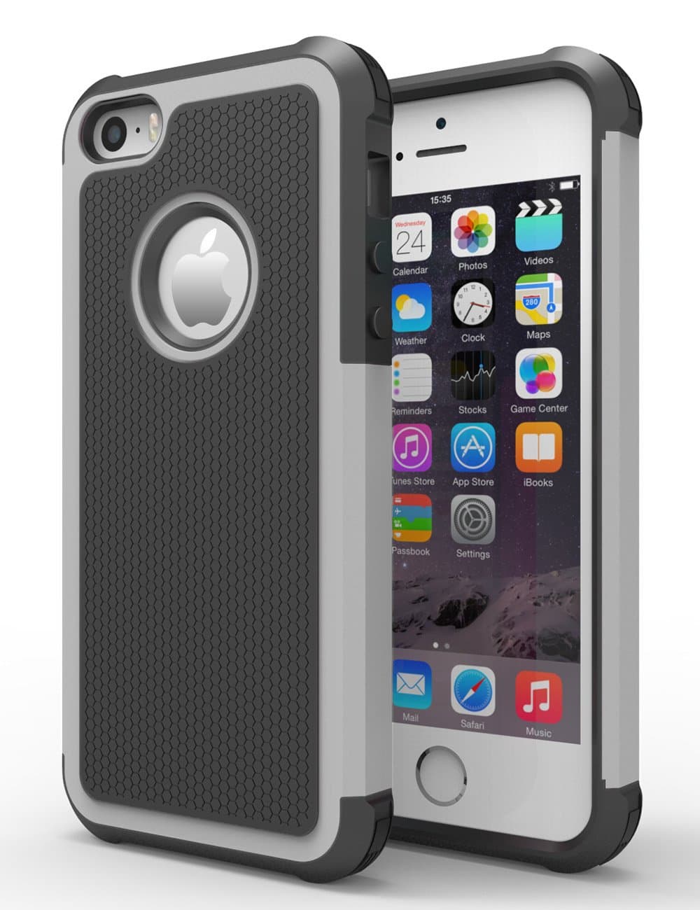 iPhone 5S Case, MiHua Apple iPhone 5 5S Protective Case Shockproof Rubber Slim Case Cover Anti-scratch Luxury Hybrid Dual Layer Full Cover Case for iPhone 5 5S (Grey)