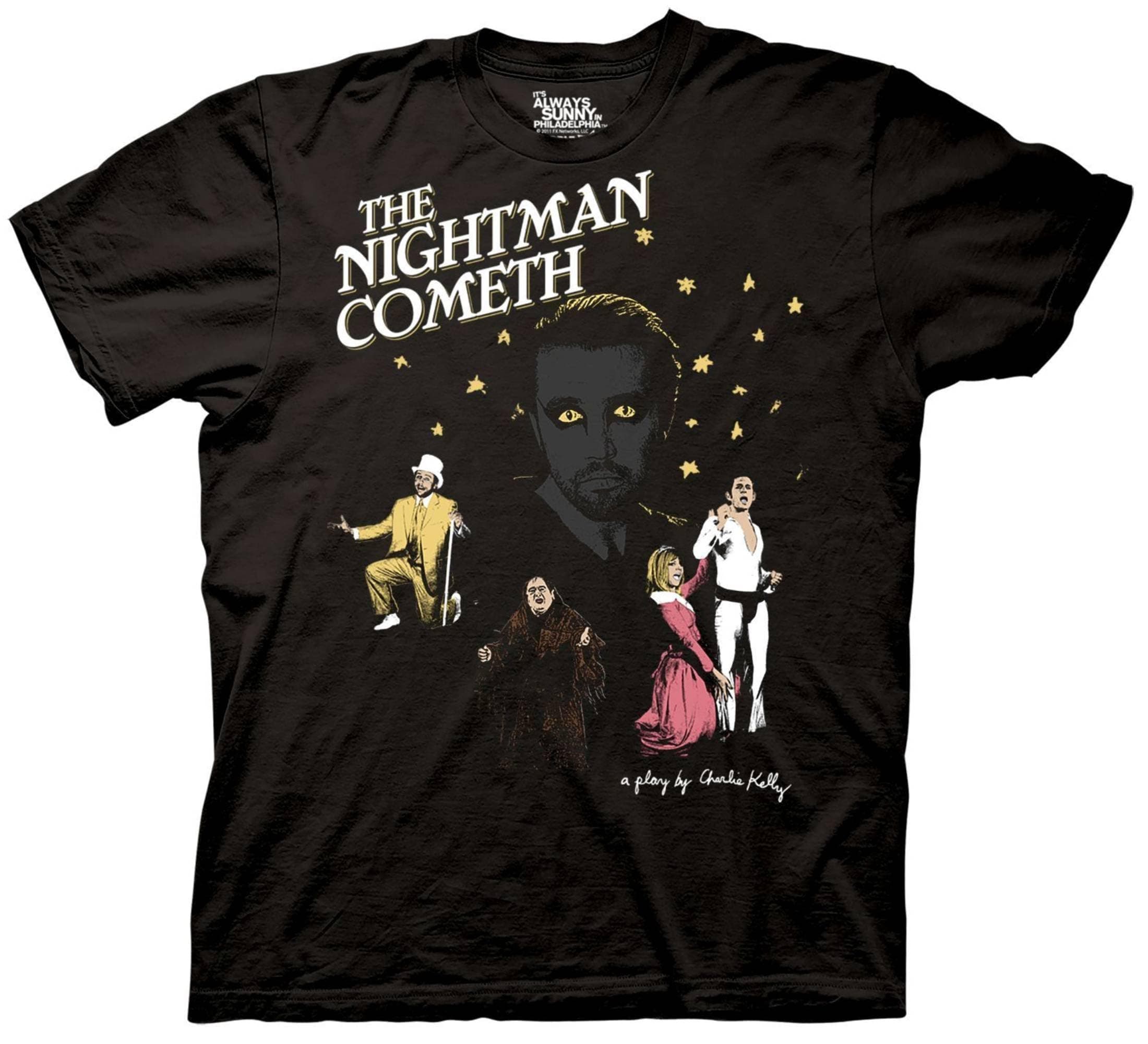 Ripple Junction It's Always Sunny in Philadelphia The Nightman Cometh Adult TV T-Shirt Officially Licensed, Black, 3XL