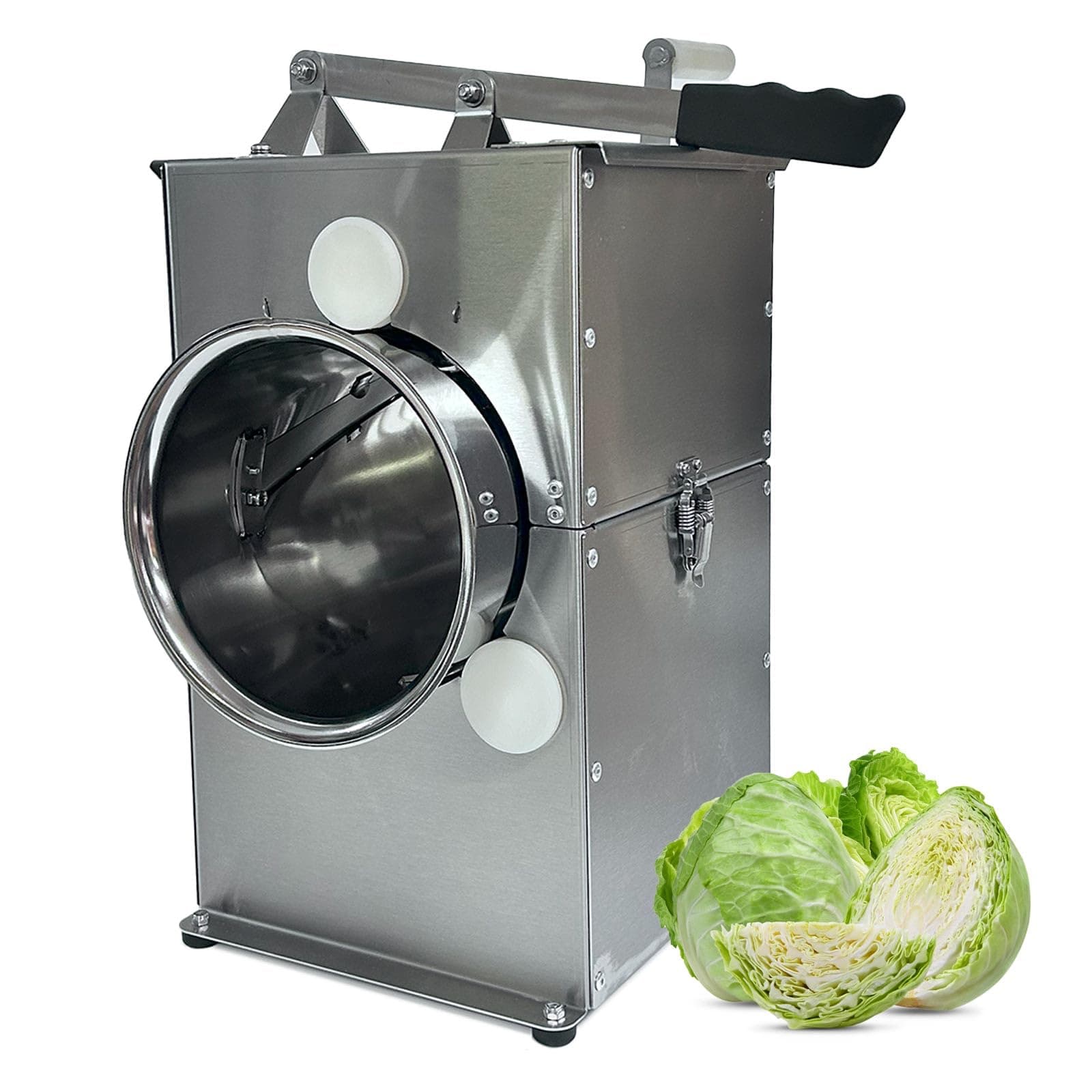 Deluxe Cabbage Shredder - Manual Operation Drum Blades - Restaurant Quality Stainless Steel Slicer