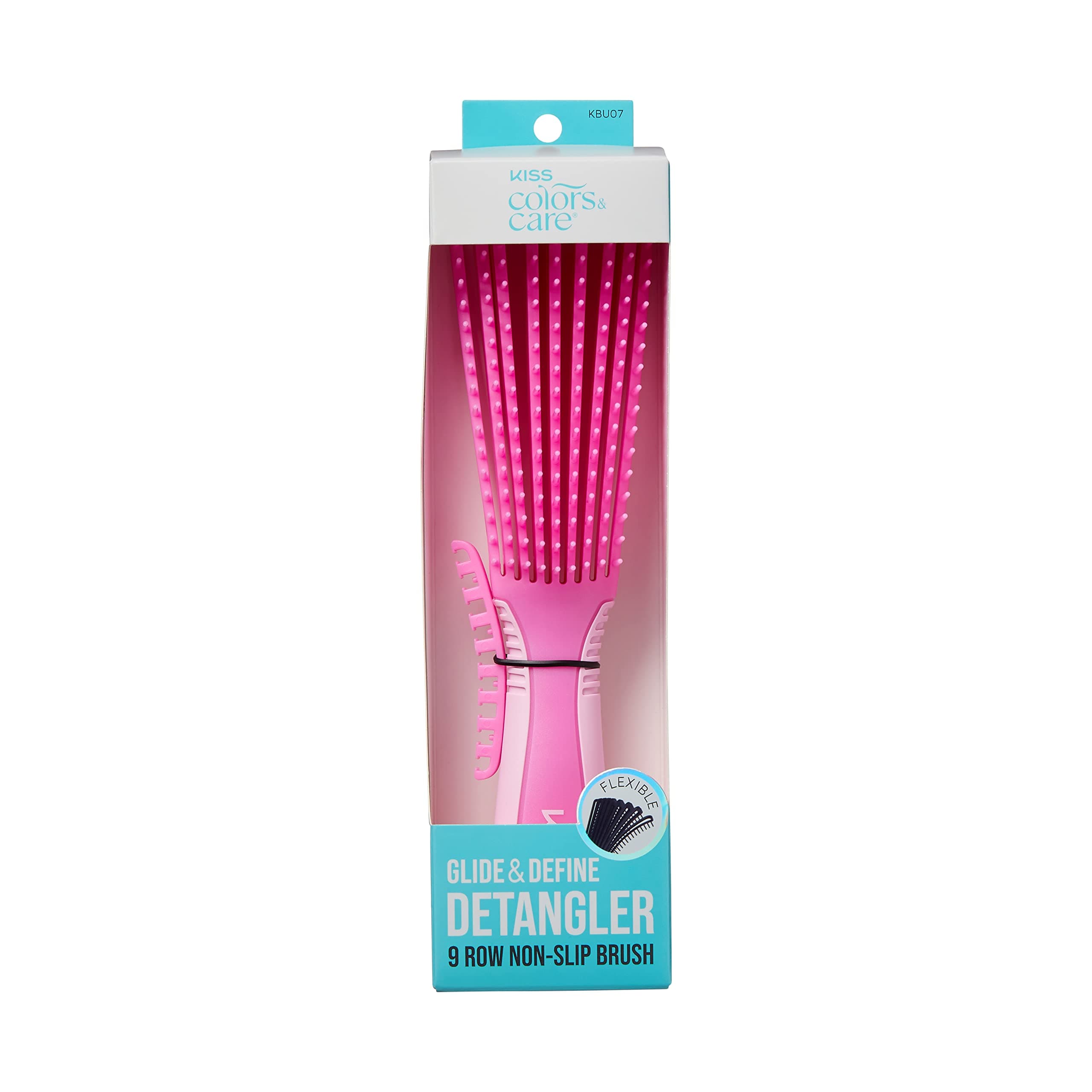 Glide & Define Detangler 9-Row Non-Slip Brush, Large, Pink- For thick and curly hair, Tangle-No, Smooth, Sleek Results, Anti-Static, Sturdy & Non-Slip Grip, Multi Uses