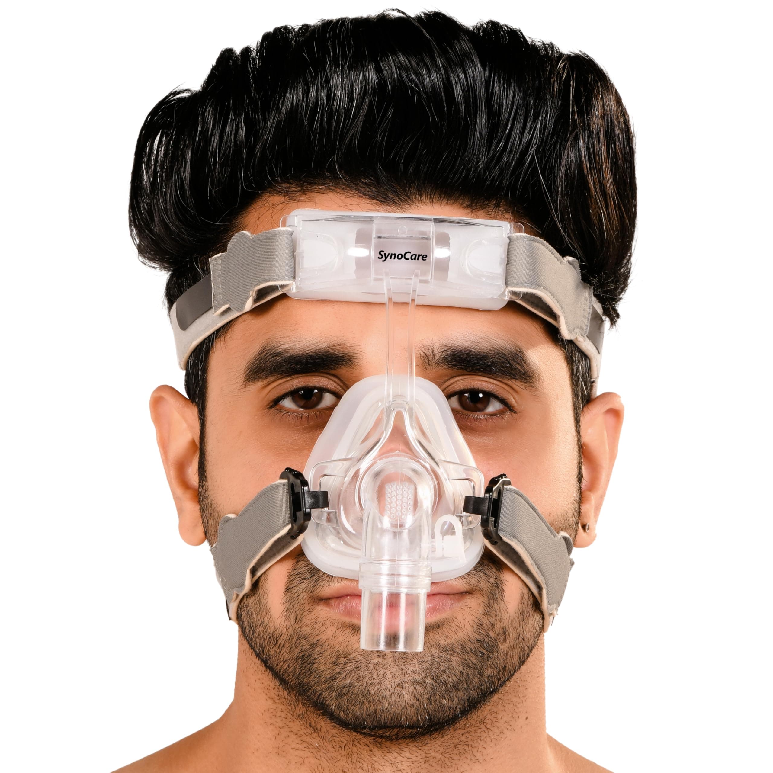 Cpap Mask for cpap machine for sleep apnea NASAL CPAP type face mask covers nose only compatible to all cpap machine with head strap 100% Transparent (MEDIUM)