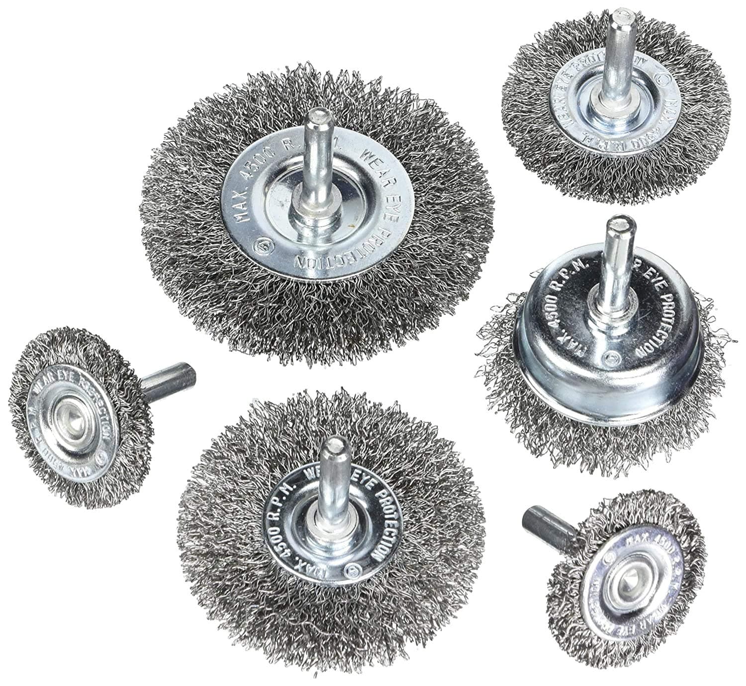 Drill Brush Power Scrubber Cleaning Attachment Set All Purpose Bathroom Scrub Brushes Wire Cup for Shower, Kitchen Surfaces, Auto, Grout, Deck, Carpet, Tub, Grill, Tile, Wheel, Stiff 6pack
