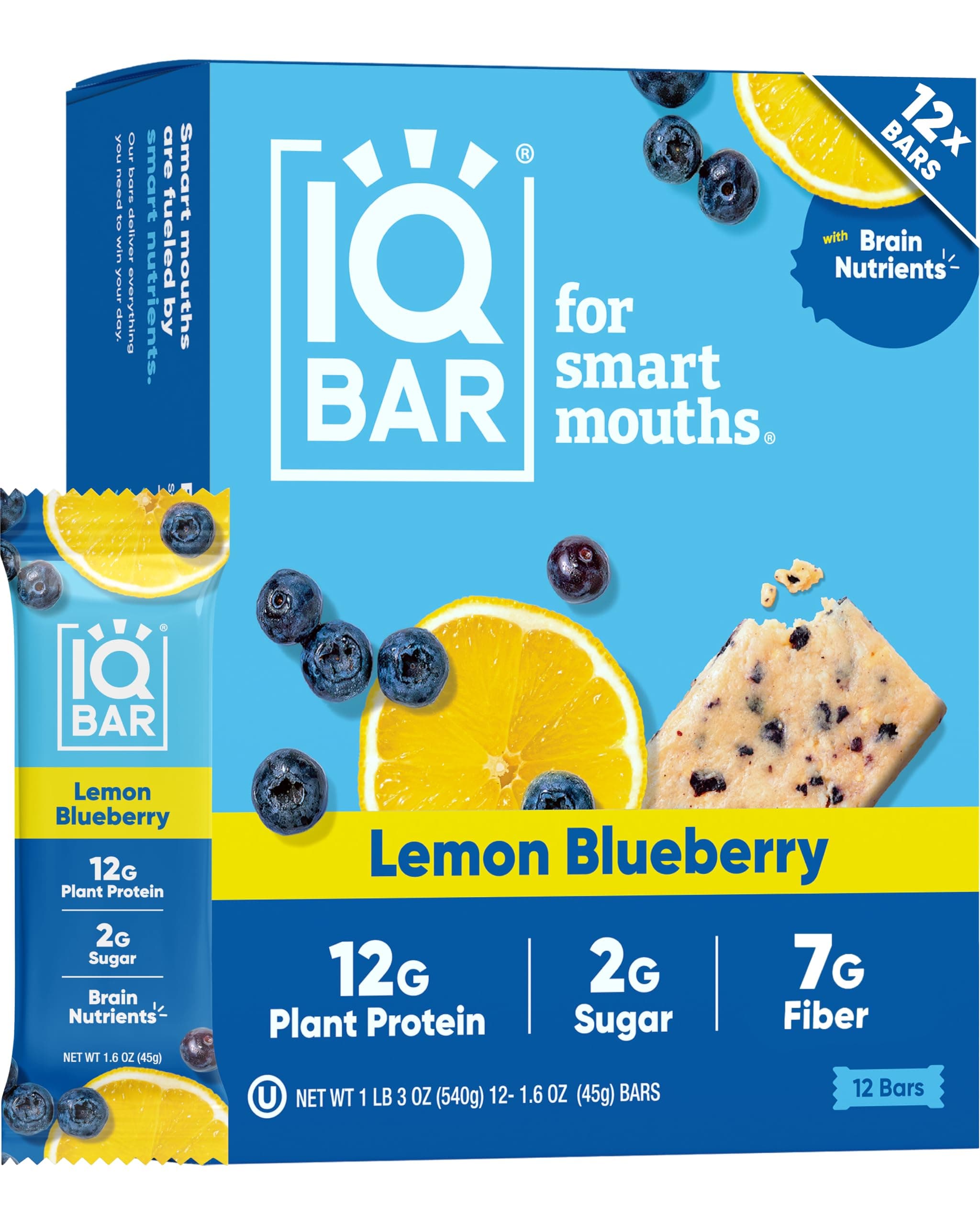 IQBAR Lemon Blueberry 1.6 oz (45 g) Pack of 12