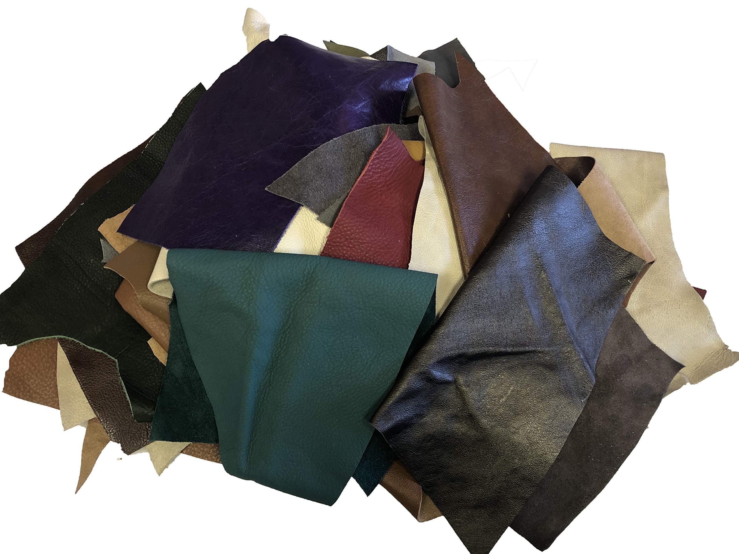 Stonestreet Leather, 1 Pound Upholstery Leather Scrap, Cowhide Leather Fabric, Faux Leather Sheets for Crafts, Earth Tone Colors 3 oz to 4 oz in Weight, Leather Scraps for Crafts