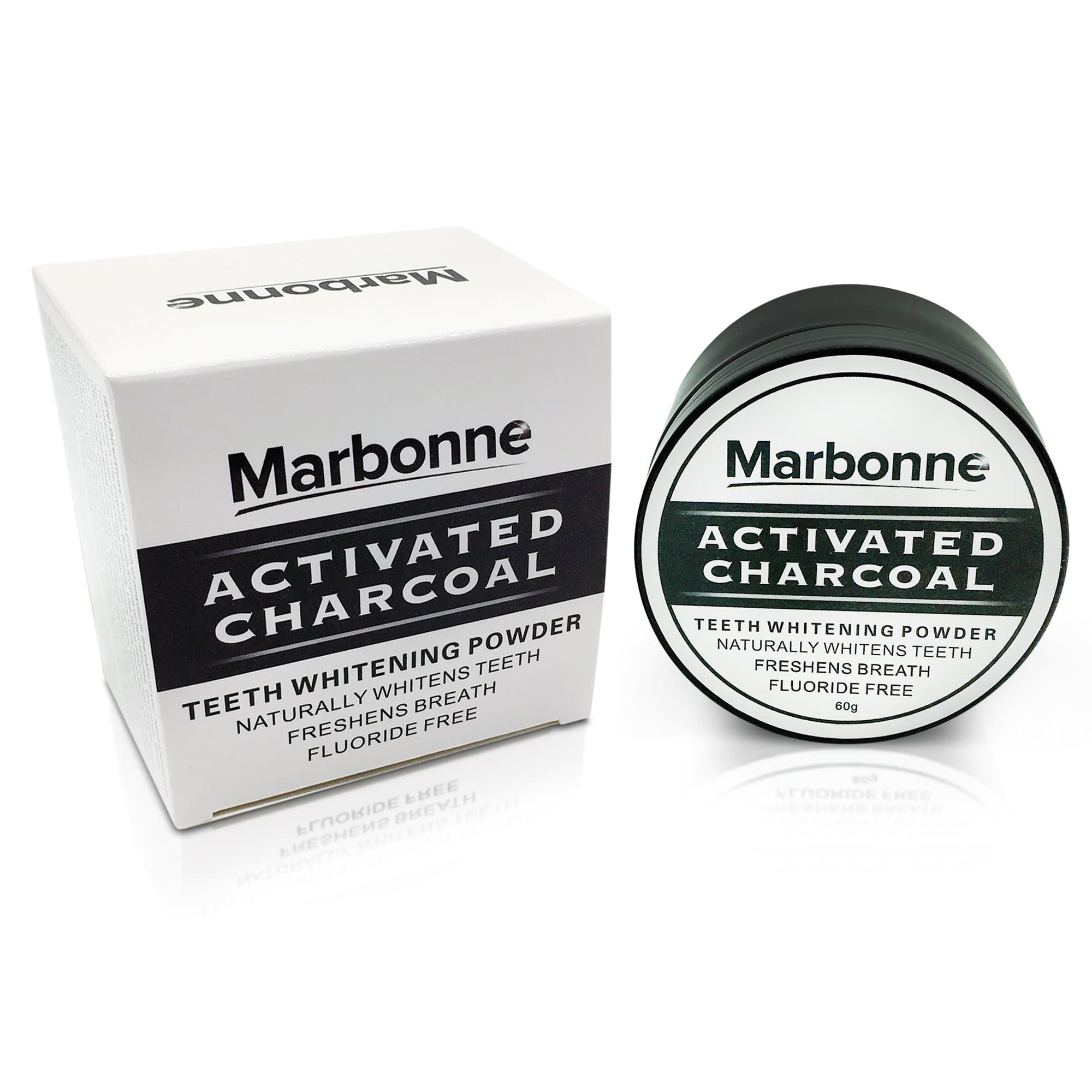 Activated Charcoal Teeth Whitening Powder 60g | Marbonne® Teeth Whitening Charcoal Giving You White Teeth in Days.