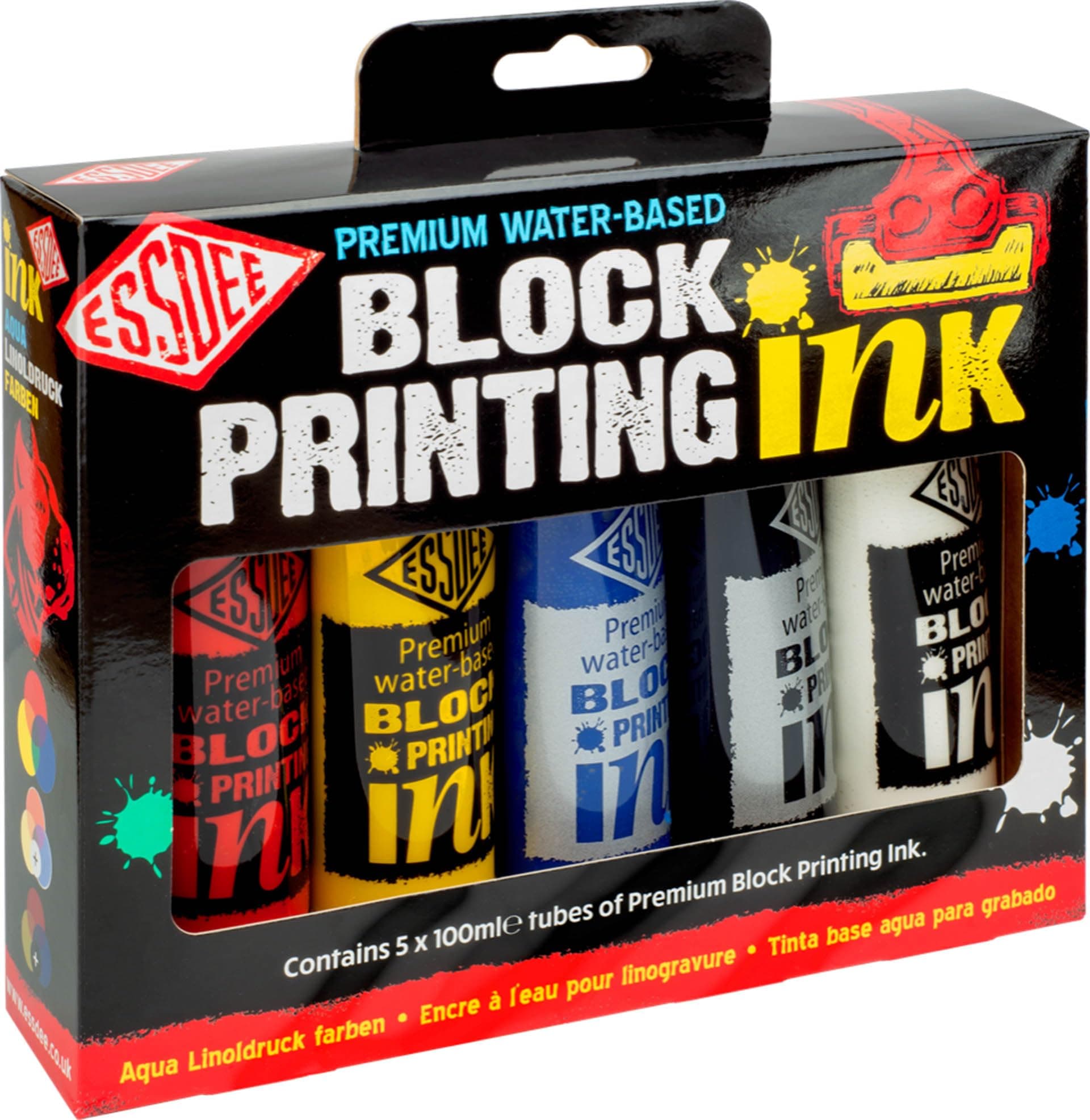 Block Printing Ink (Pack of 5 Primary Colours)