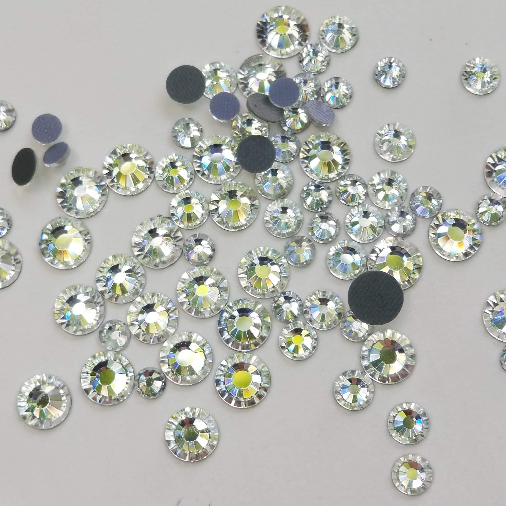 Flaressance Hotfix Rhinestones | 2500 Round Crystal Flatback Stones 3 Mixed Large Sizes 4mm 5mm 6.5 mm (ss16 ss20 ss30) | Loose Hot Fix Quality Glass Gems for Bedazzle Shoes Bags Clothes Costumes DIY