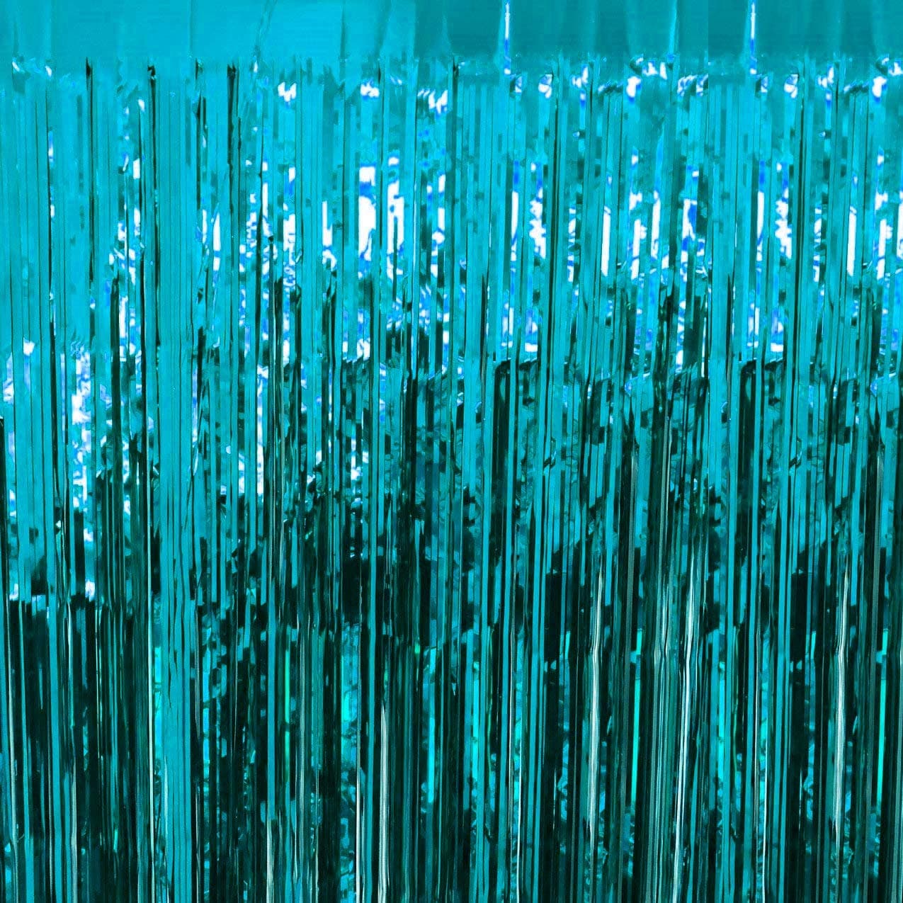 Big 12ft x 8ft Tinsel Aquamarine Foil Fringe Curtains Backdrop Door Window Curtain Party Photography Decoration (12' x 8', Aquamarine)