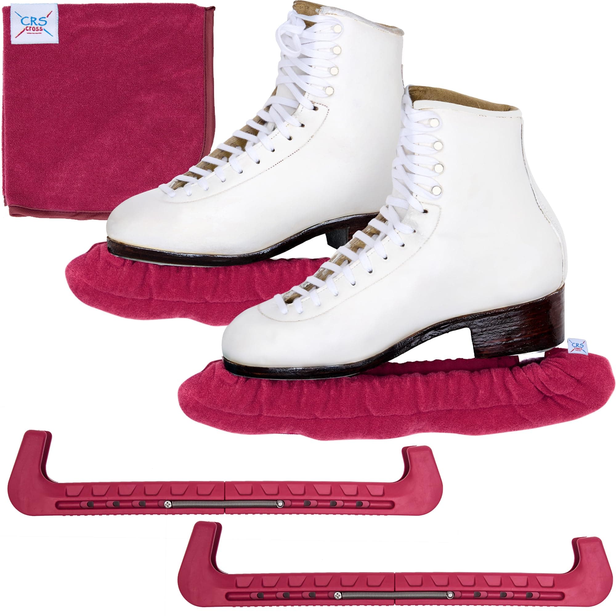 CRS Cross Skate Guards, Soakers and Towel Gift Set - Ice Skating Guards and Soft Skate Blade Covers for Figure Skating or Hockey
