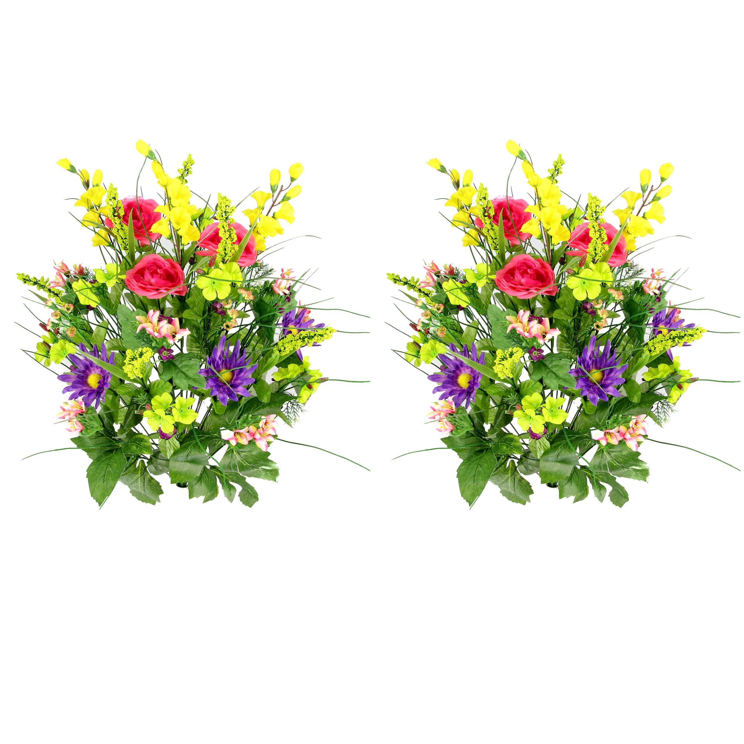 Admired By Nature GPB4328-FRESH Mix-2 Artificial Dahlia, Morning Glory and Ranunculus and Blossom Fillers Mixed Bush - 30 Stems, Large, Set of 2
