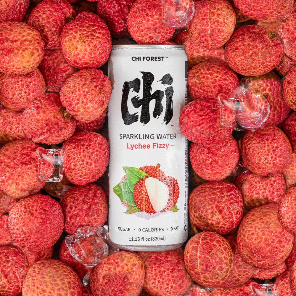 GENKI FOREST Flavored Sparkling Lychee Fizzy, 0 sugar, 0 calories, 100% flavor, 11.15 fl oz Cans(pack of 24)