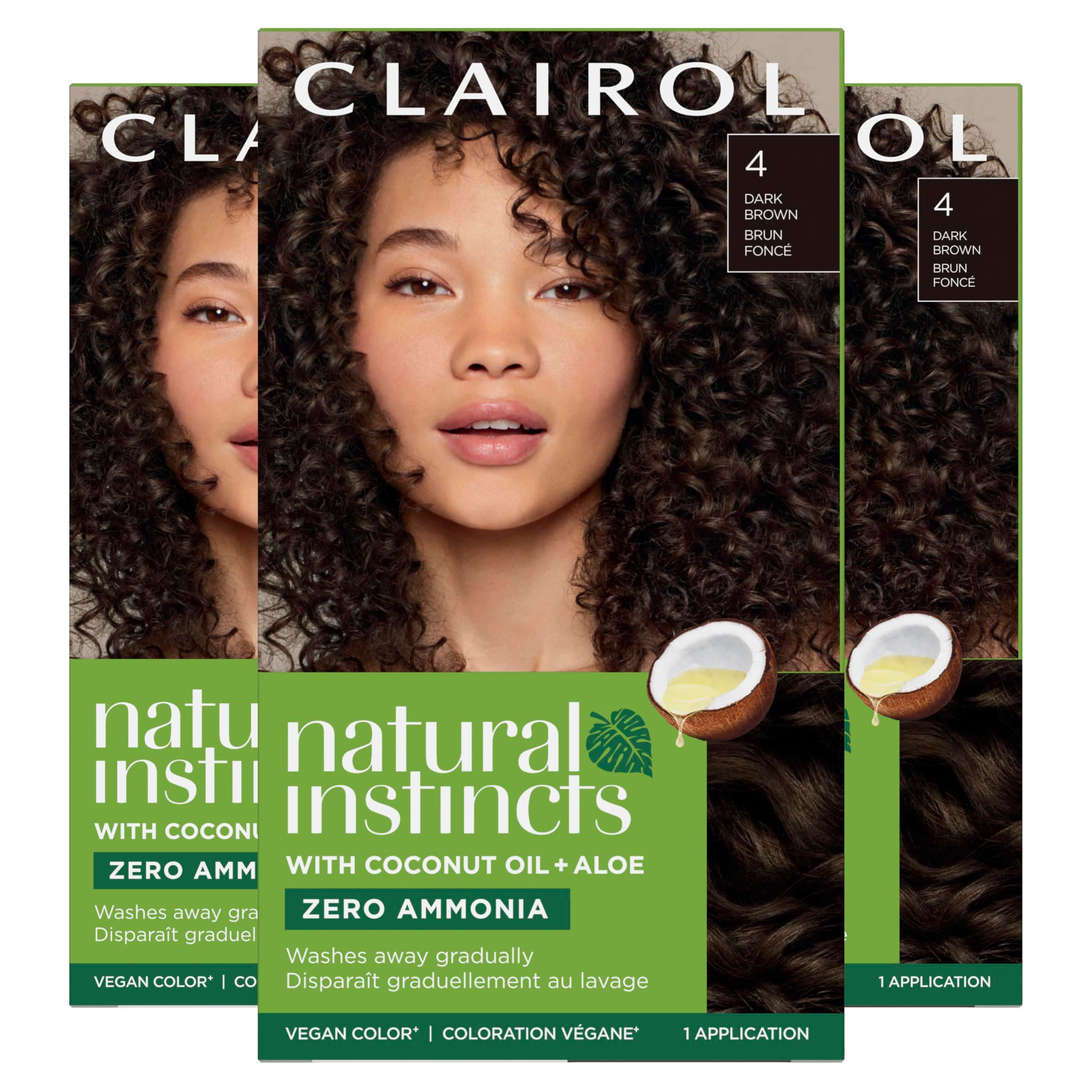 Natural Instincts Demi-Permanent Hair Dye, 4 Dark Brown Hair Color, Pack of 3