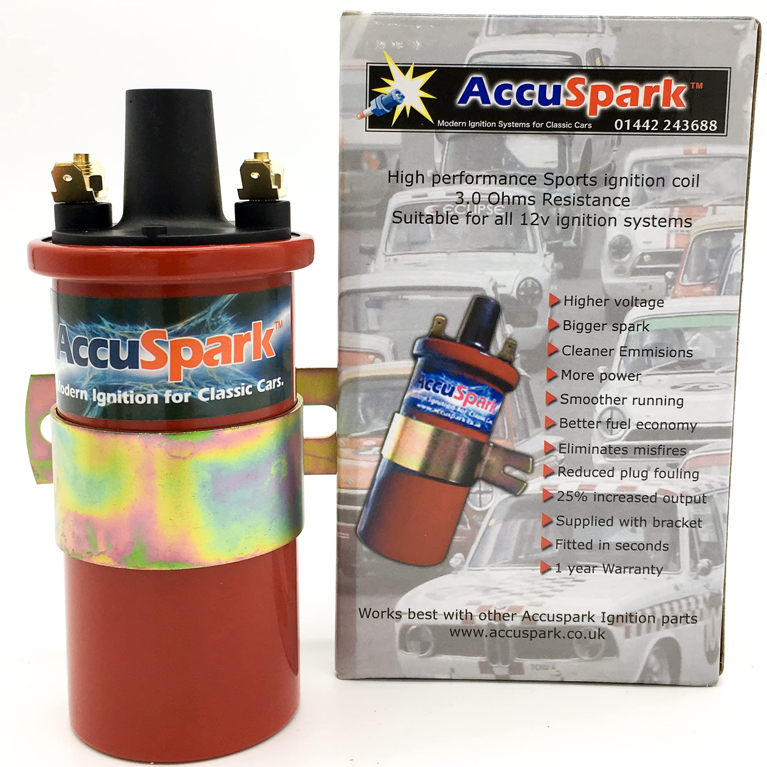 Red replaces Lucas DLB105, 12v Non-Ballast 3 Ohm Sports Ignition Coil