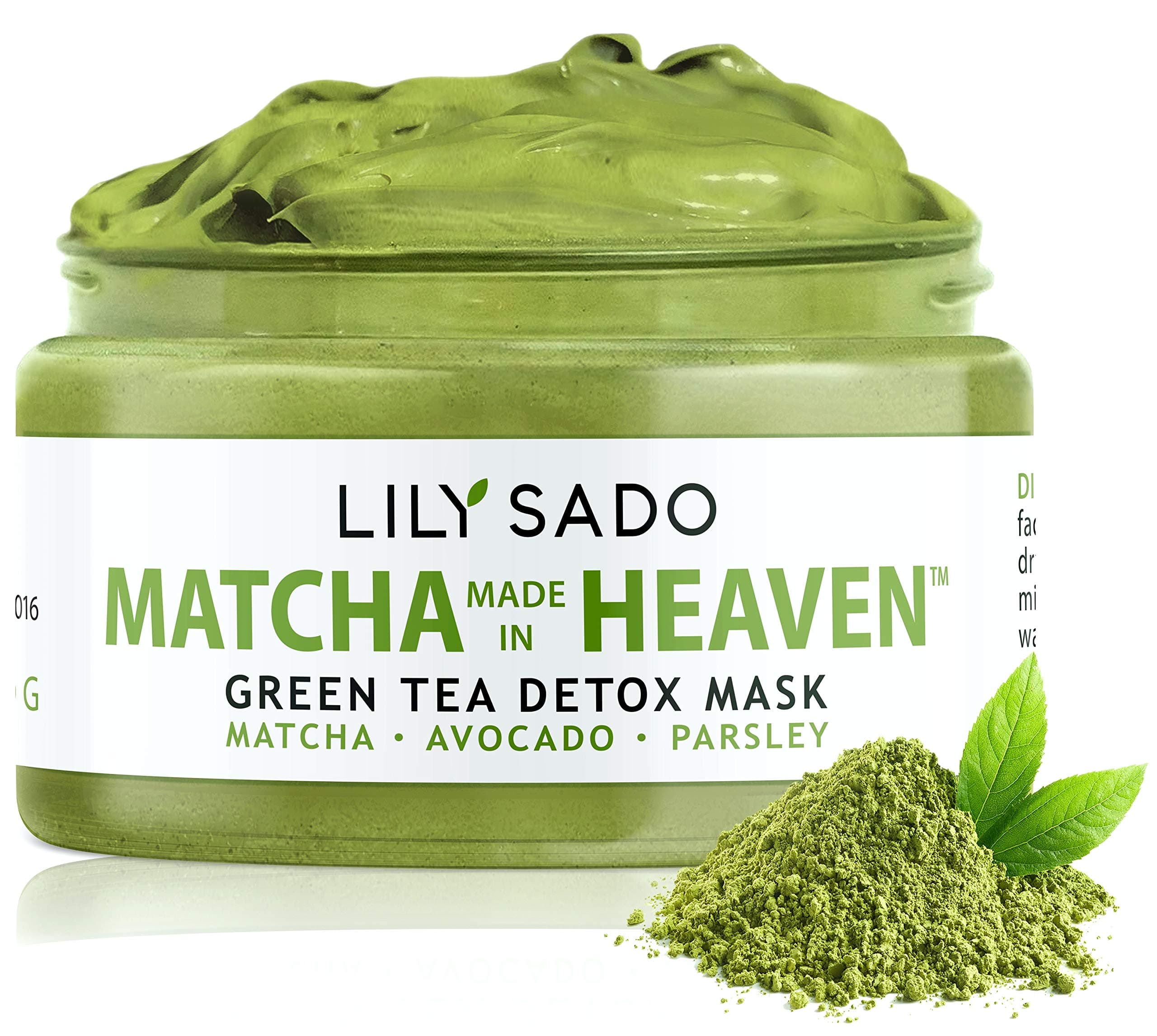 LILY SADO Green Tea Matcha & Avocado Face Mask - Organic Natural Vegan Facial Mask - Anti-Aging Antioxidant Defense Against Acne, Blackheads & Wrinkles for a Soft Glowing Complexion – 4 oz