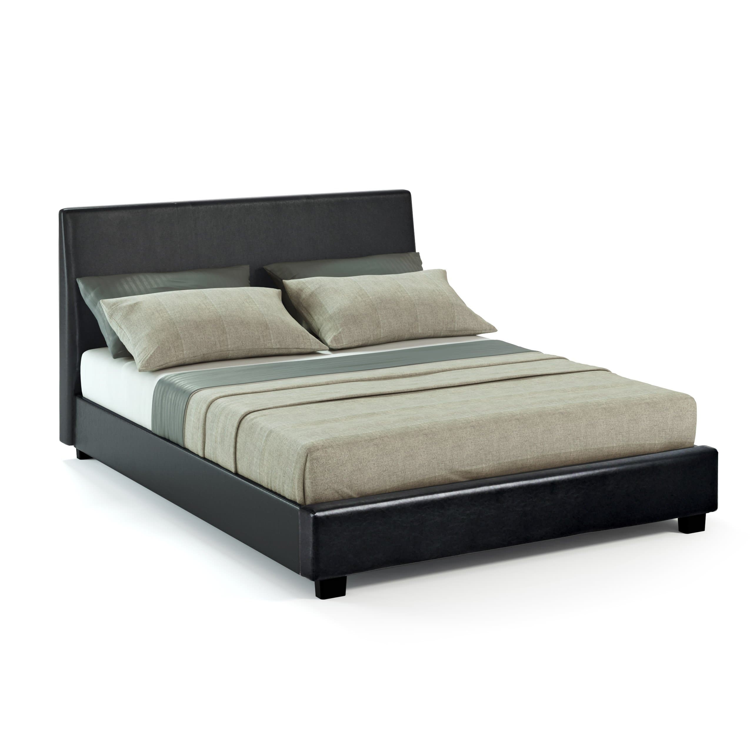 Sonax CorLiving San Diego Leatherette Upholstered Queen Bed in Black