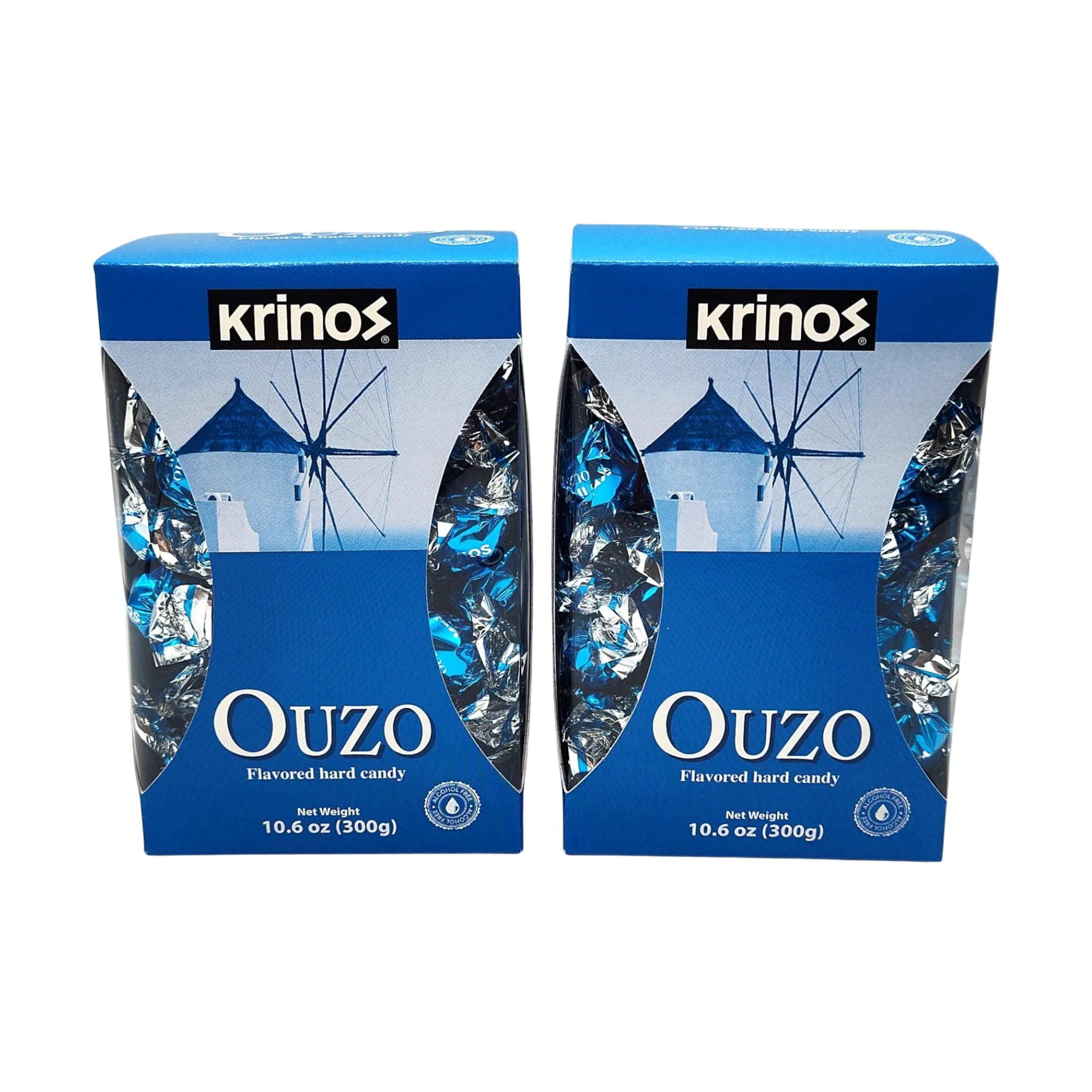 Heywood Krinos Ouzo Licorice Flavored Hard Candy, Individually Wrapped, Unique & Colorful, Perfect for Parties - 10.6oz Boxes (2 Pack)