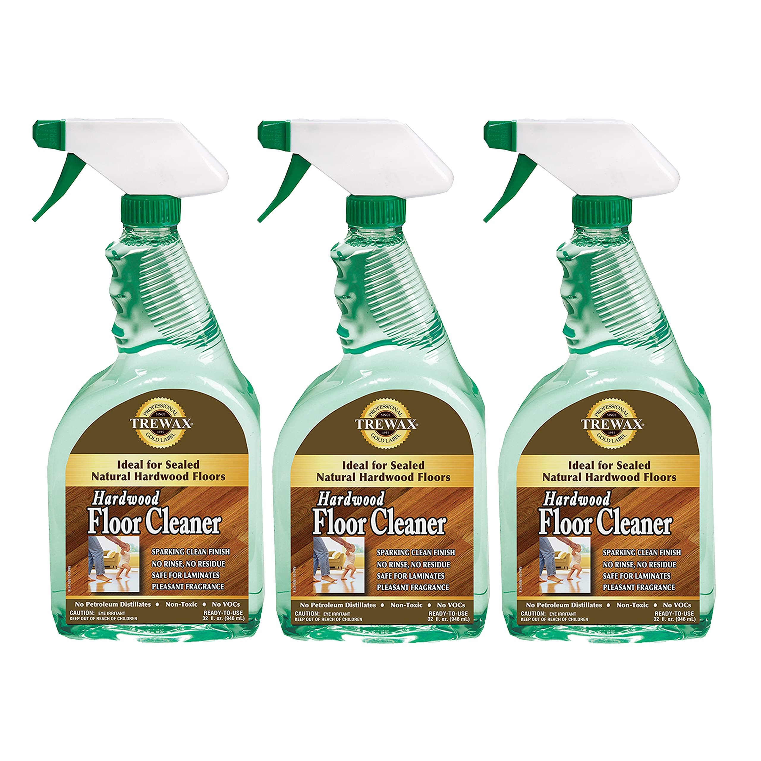 Trewax Professional Gold Label Ready-to-Use Hardwood Floor Cleaner, 32-Fluid Ounce, Pack of 3