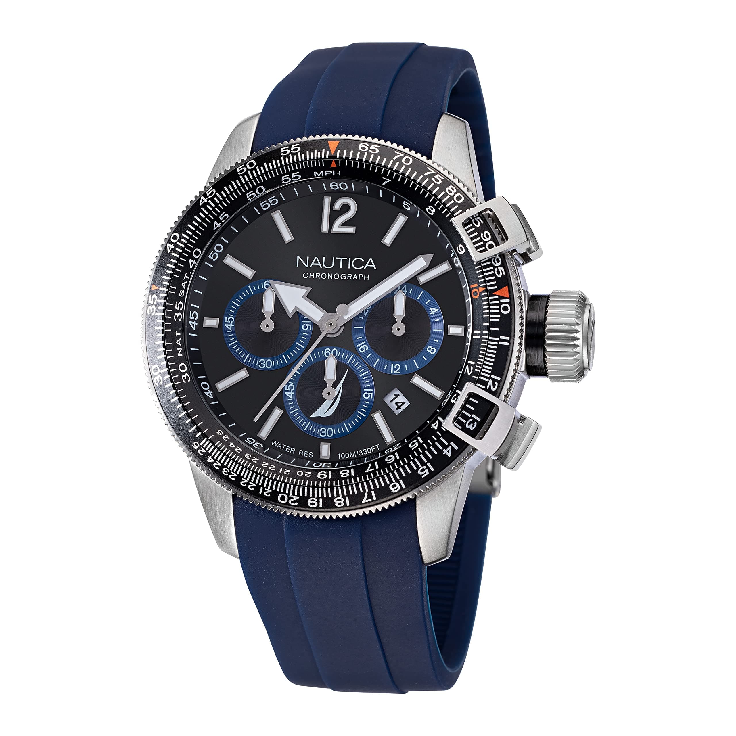 NauticaMen's NAPBFF101 BFC Grey/Black/Blue Silicone Strap Watch
