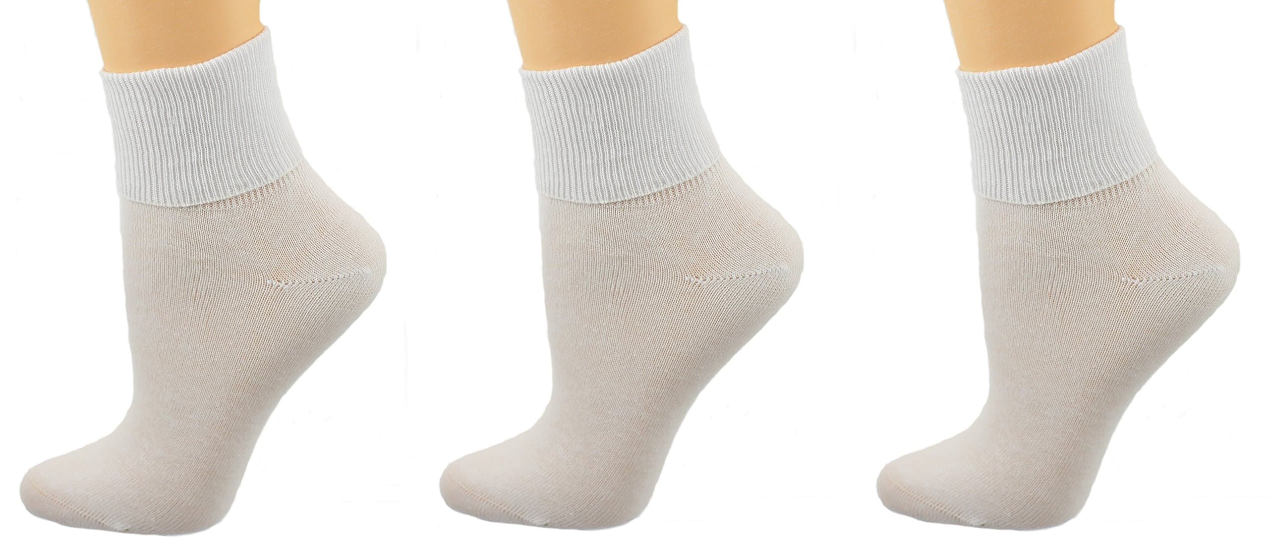 Women's Ankle Socks Seamless Dress Diabetic Socks for Women, Ribbed Combed Cotton Turn Cuff, Lightweight Diabetic Ankle Wear