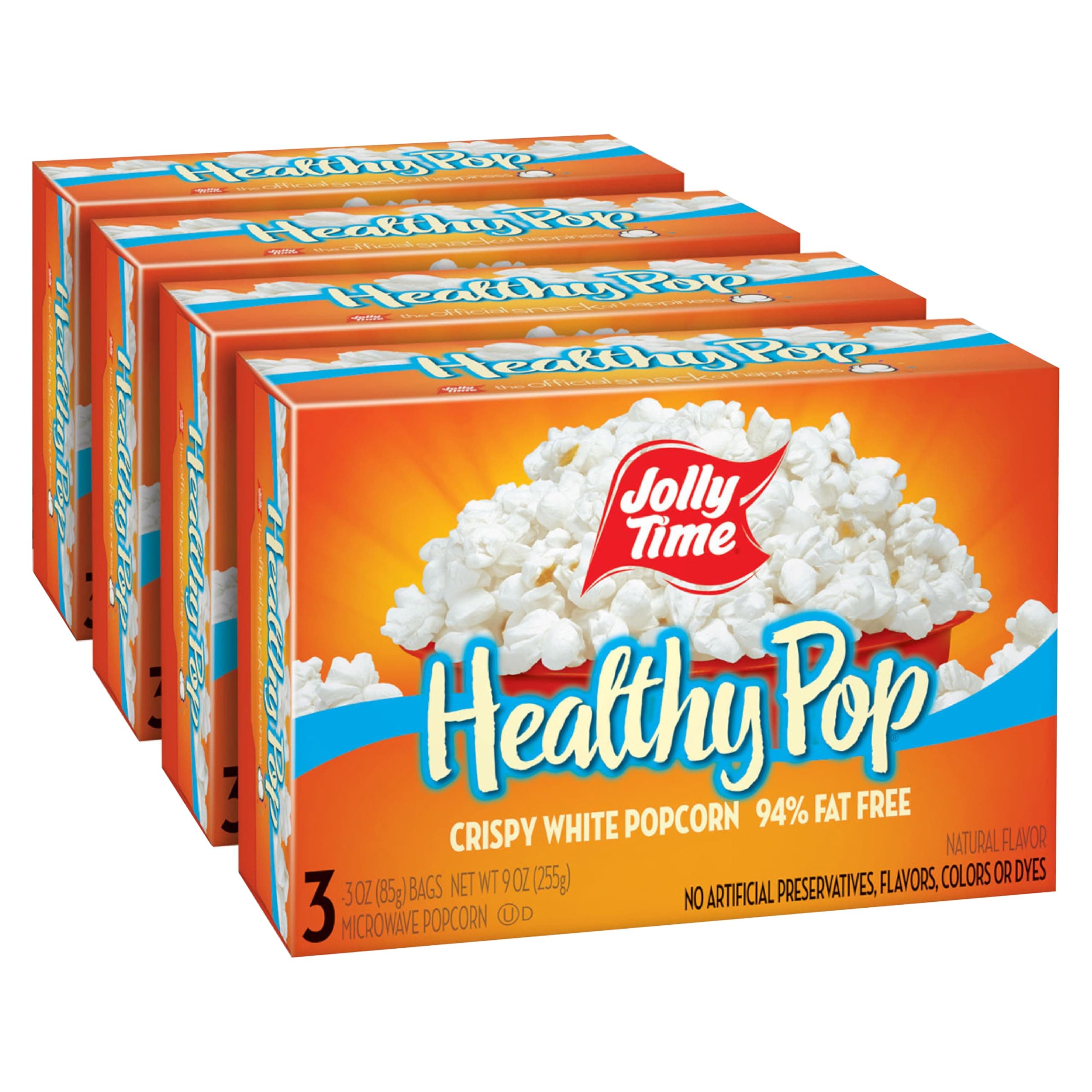Healthy Pop Microwave Popcorn, Low Fat Gluten Free Non-GMO, 3oz Sharing Bag, 3 Bags Per Carton (Healthy Pop - Crispy N' White, 3 Ounce (Pack of 12))