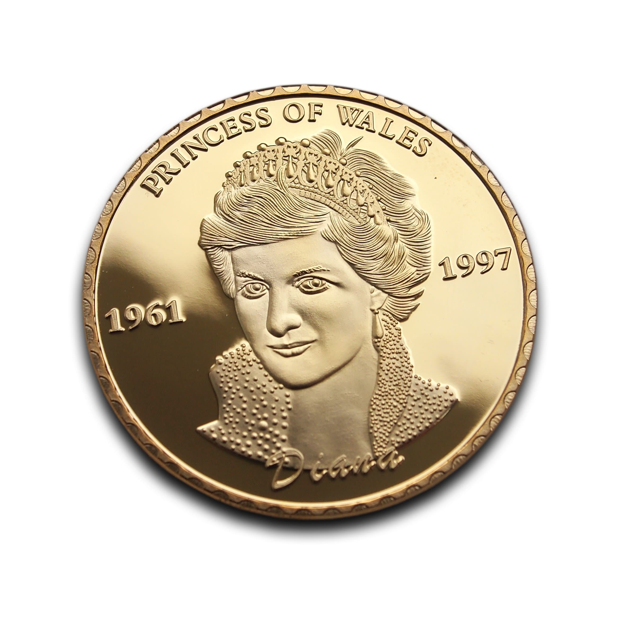 Gold Plated Lady Diana Princess of Wales Commemorative Anniversary Coin