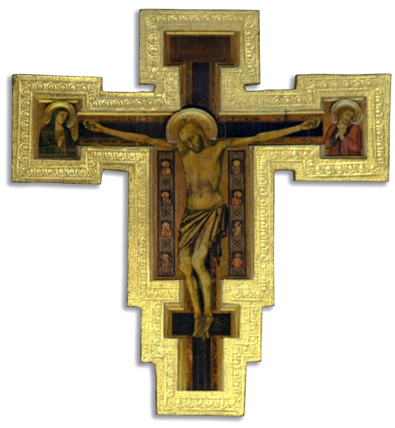 Catholic Wall Crucifix with Gold Border and Wall Hook - Made in Italy (Giotto)