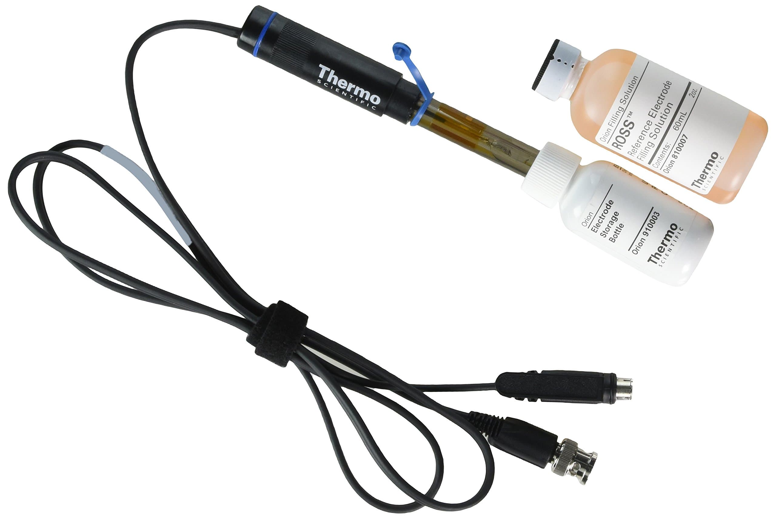 8157BNUMD Epoxy Orion Ross Ultra Triode pH Electrode with Double Junction Refillable and Glass Fiber Junction, 8-Pin MiniDin Connector, 1 m Cable Length